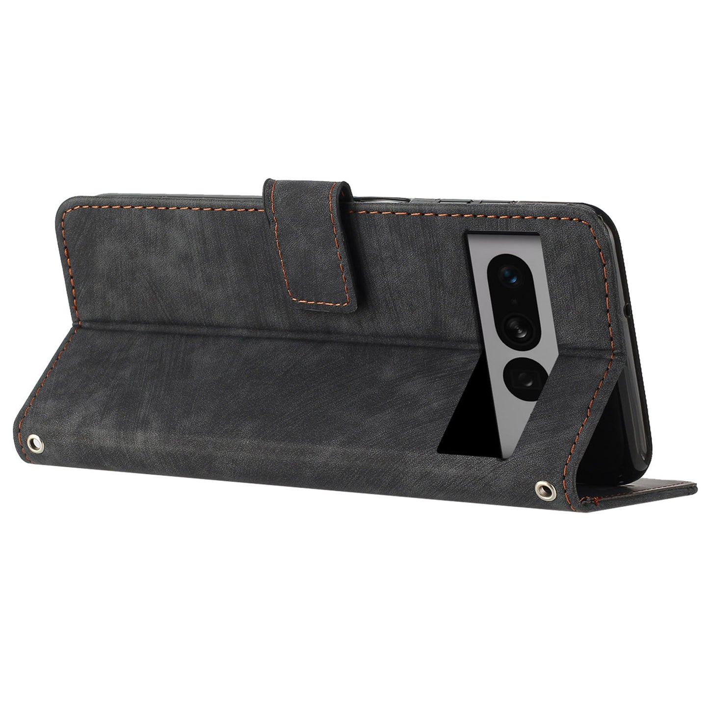 For Google Pixel 7 Pro 5G PU Leather Drop-proof Case Lines Imprint Flip Stand Wallet Phone Cover with 2 Straps