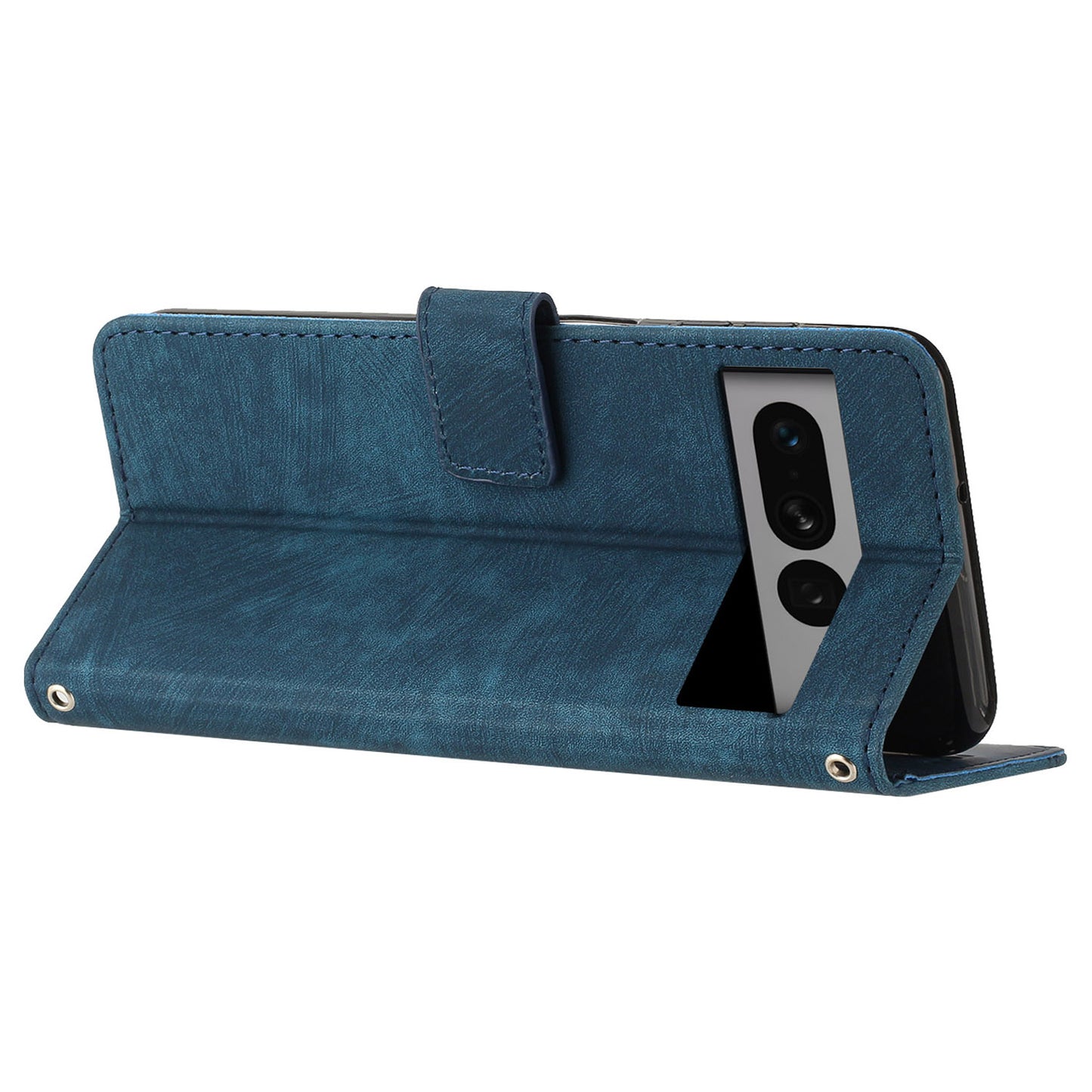 For Google Pixel 7 Pro 5G PU Leather Drop-proof Case Lines Imprint Flip Stand Wallet Phone Cover with 2 Straps
