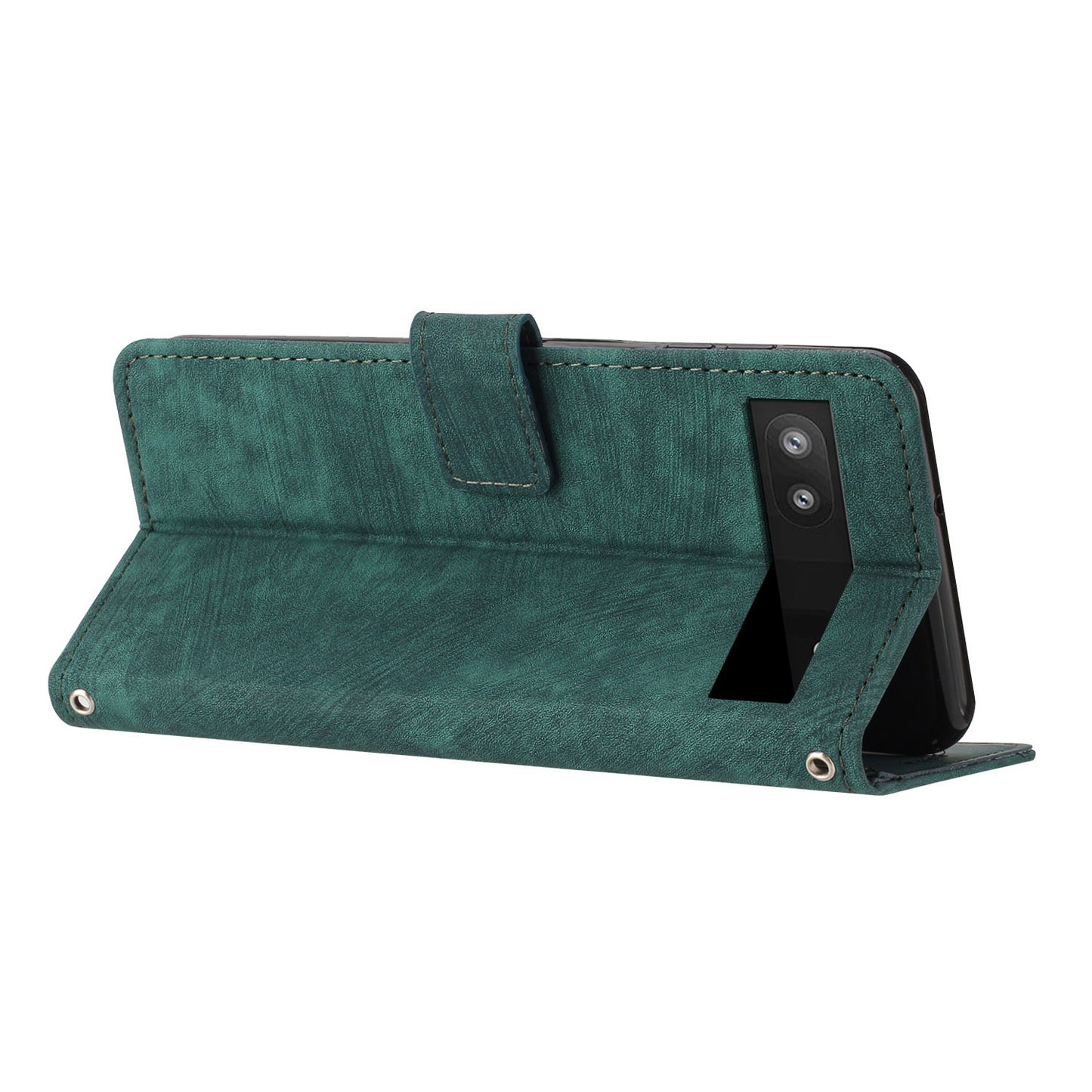 For Google Pixel 7a PU Leather Lines Imprinted Phone Case Wallet Stand Magnetic Flip Cover