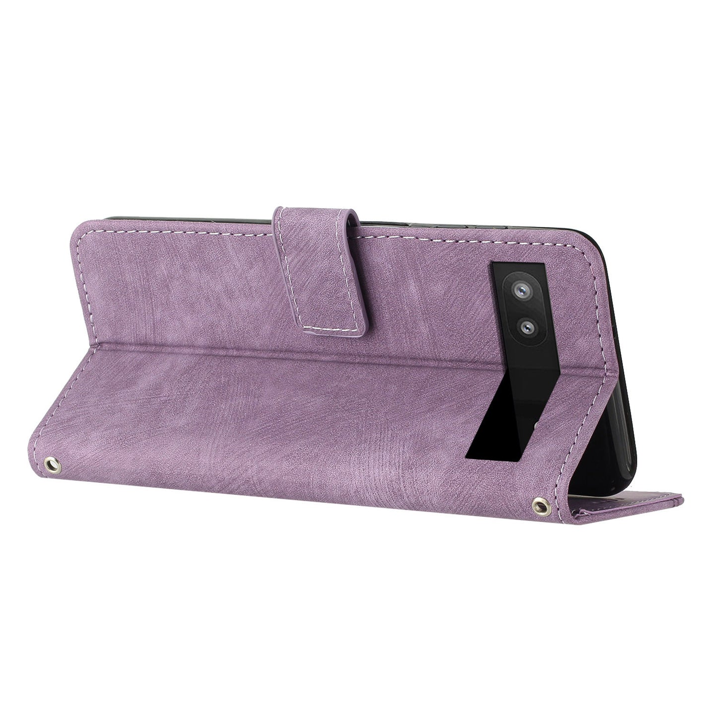 For Google Pixel 7a PU Leather Lines Imprinted Phone Case Wallet Stand Magnetic Flip Cover