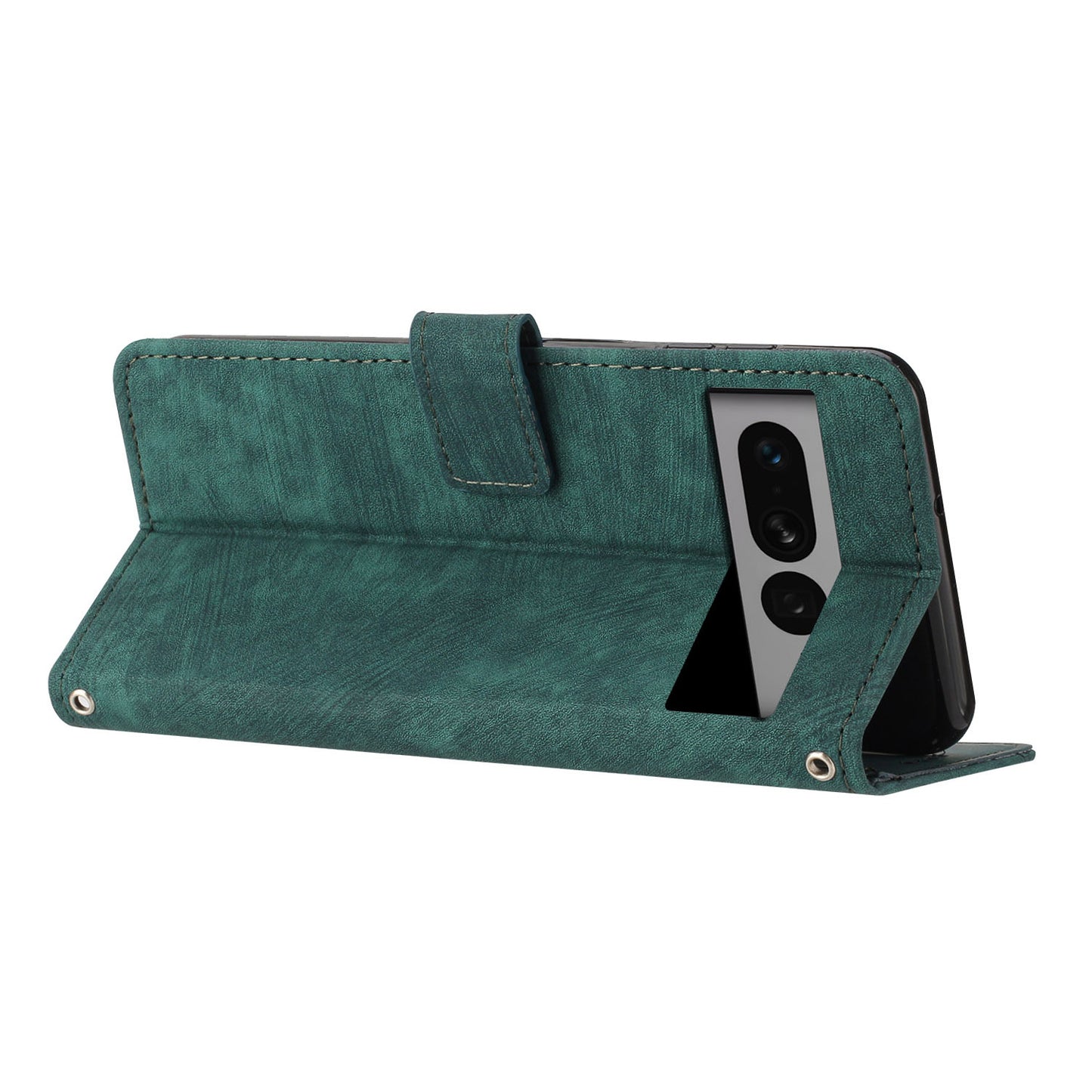 For Google Pixel 7 Pro 5G Skin-touch Phone Case Lines Imprint Leather Wallet Protective Cover with Stand