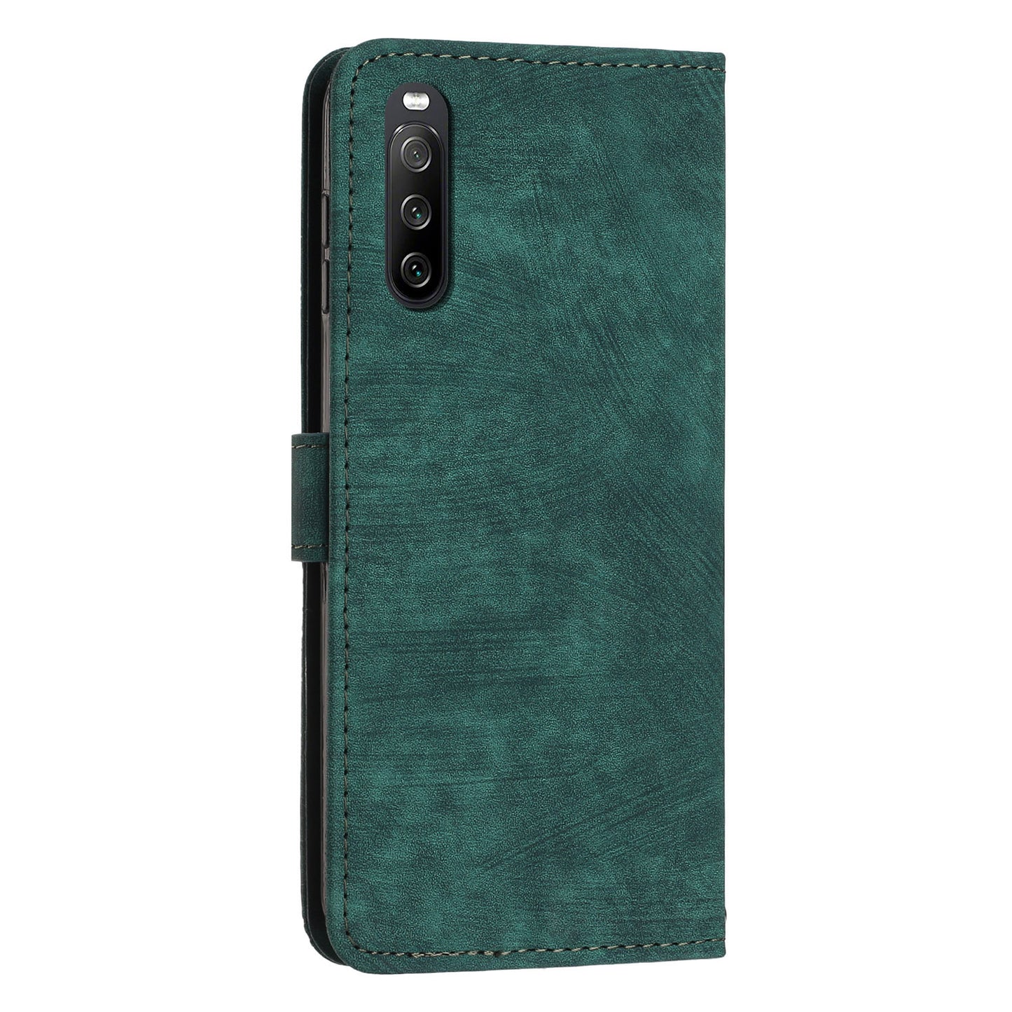 For Sony Xperia 10 IV 5G Full Protection Phone Case Lines Imprint Flip Stand Leather Wallet Cover