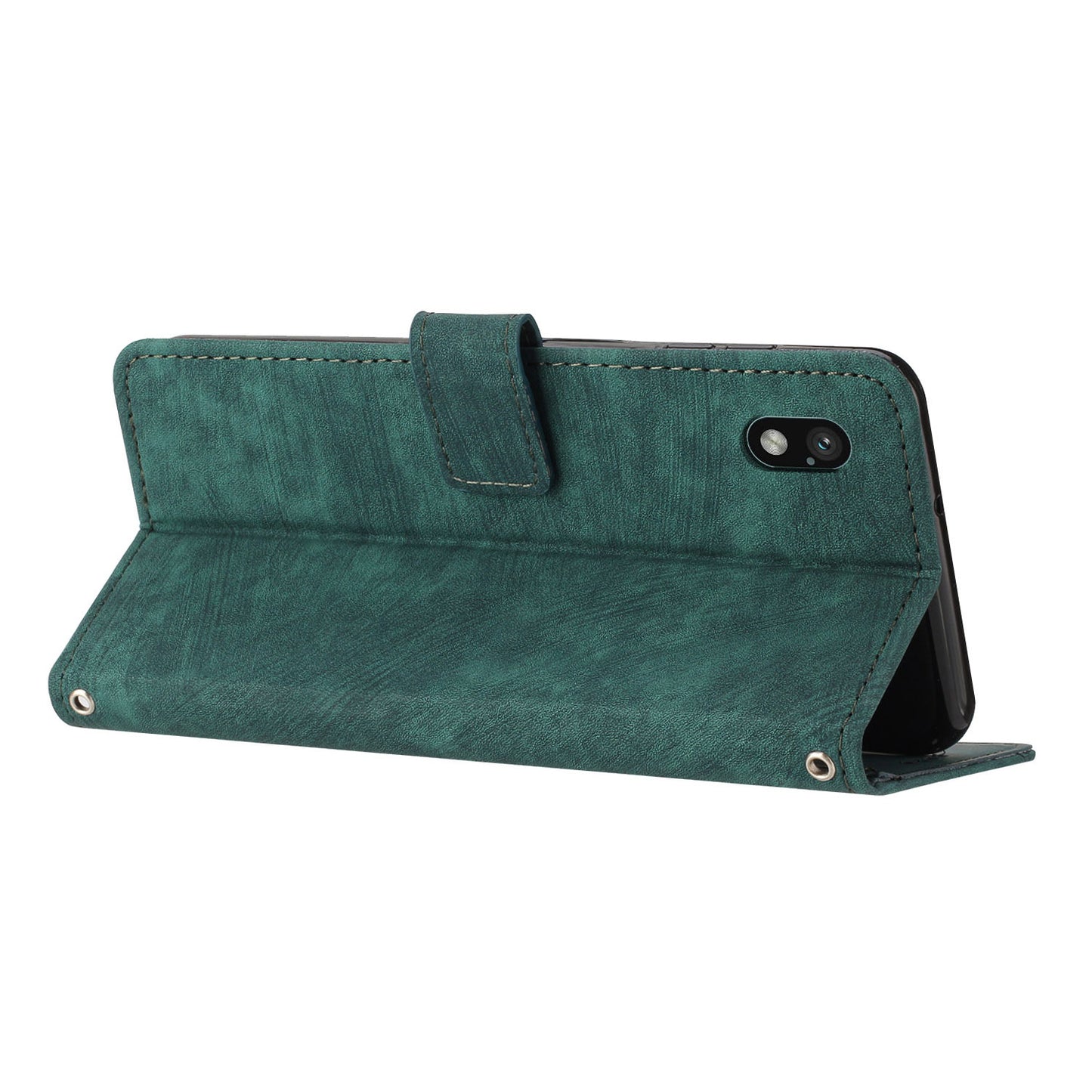 For Sony Xperia Ace III Skin-touch Leather Wallet Drop-proof Shell Lines Imprint Stand Phone Case