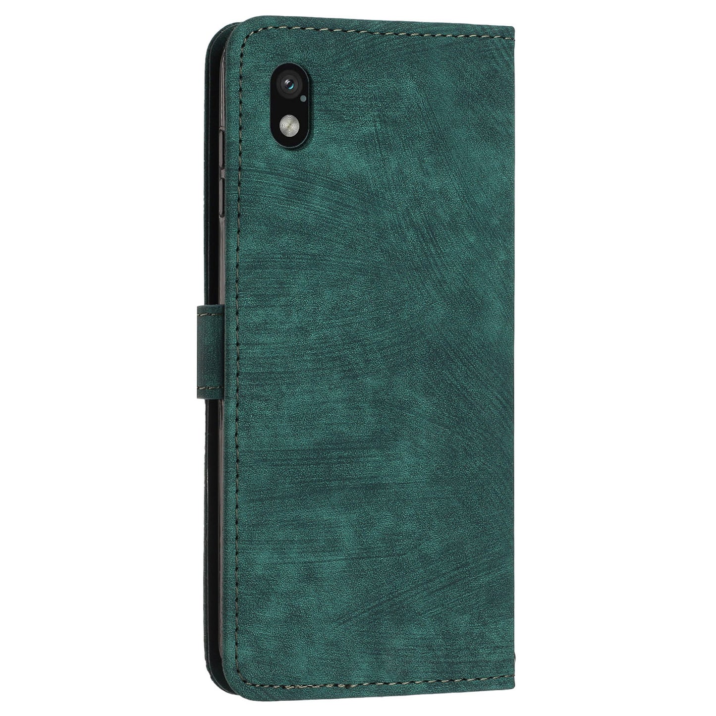 For Sony Xperia Ace III PU Leather Case Wallet Lines Imprinted Folio Stand Phone Cover with Shoulder Strap