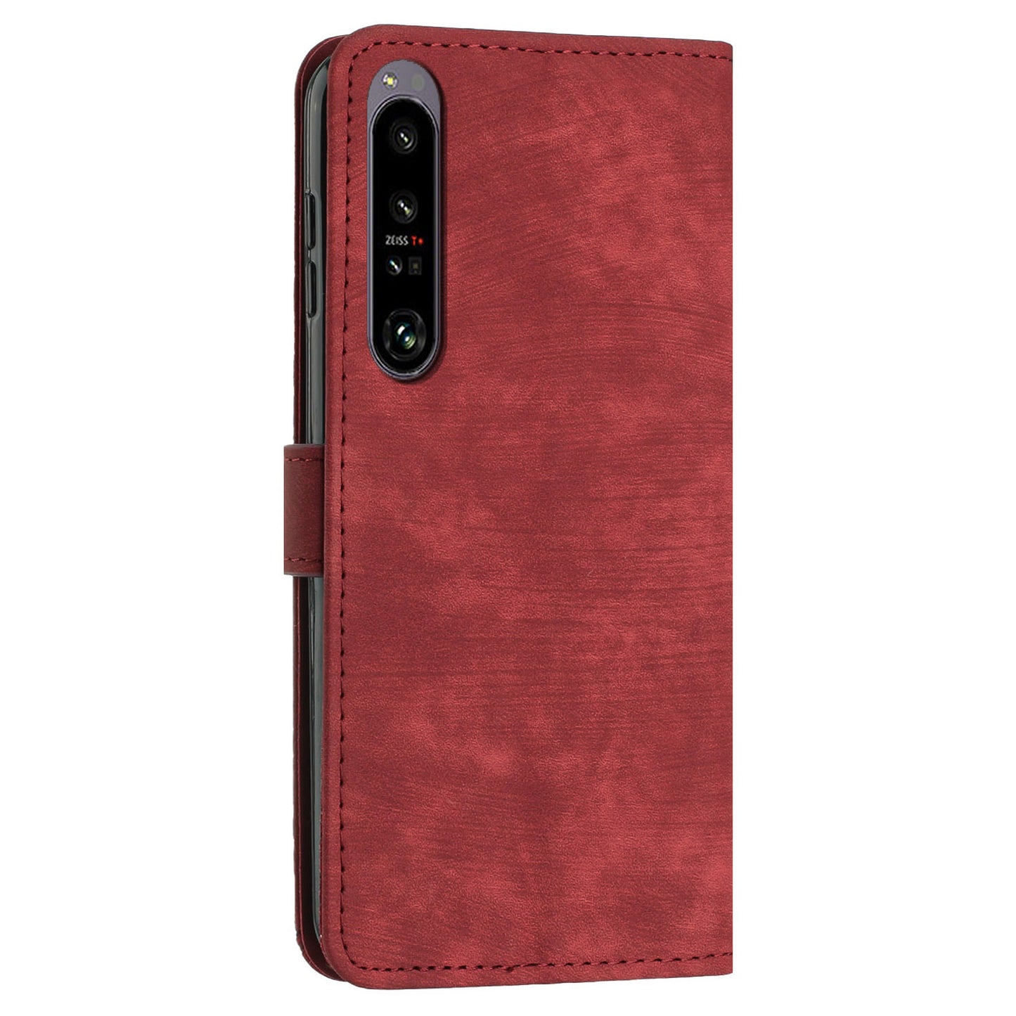 For Sony Xperia 1 V PU Leather Flip Protective Cover Lines Imprinted Stand Wallet Phone Case