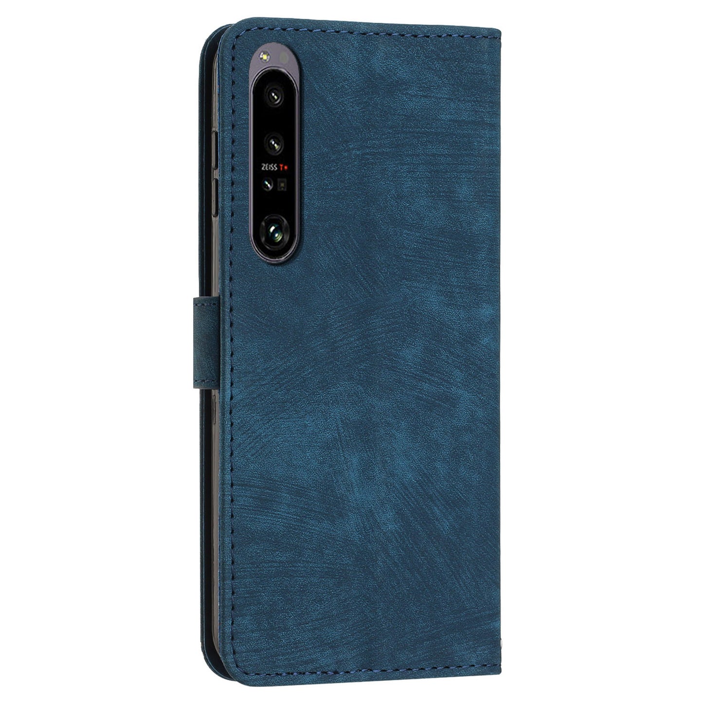 For Sony Xperia 1 V PU Leather Flip Protective Cover Lines Imprinted Stand Wallet Phone Case
