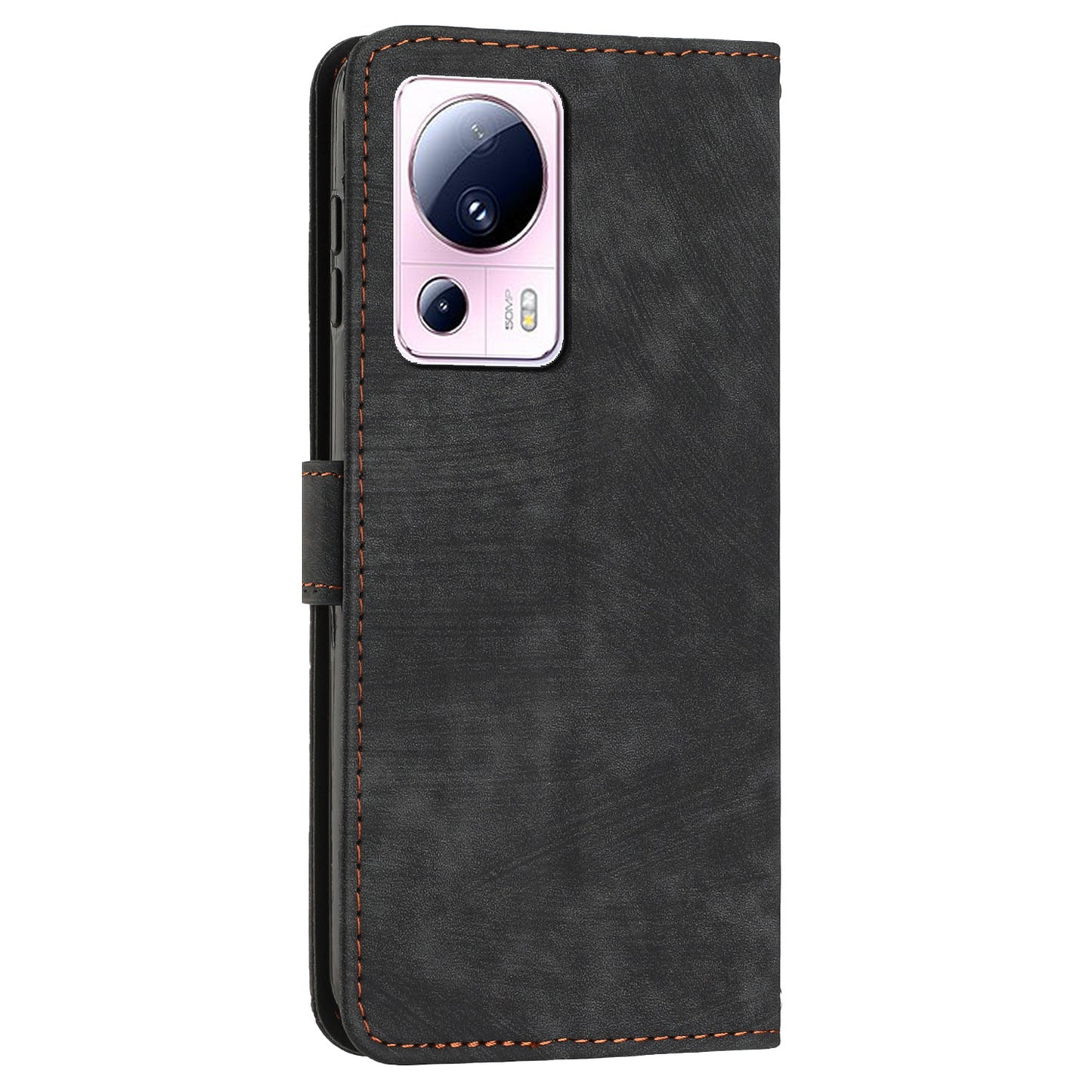 For Xiaomi 13 Lite / Civi 2 5G Wallet Case Skin-touch PU Leather Lines Imprinted Stand Flip Phone Cover
