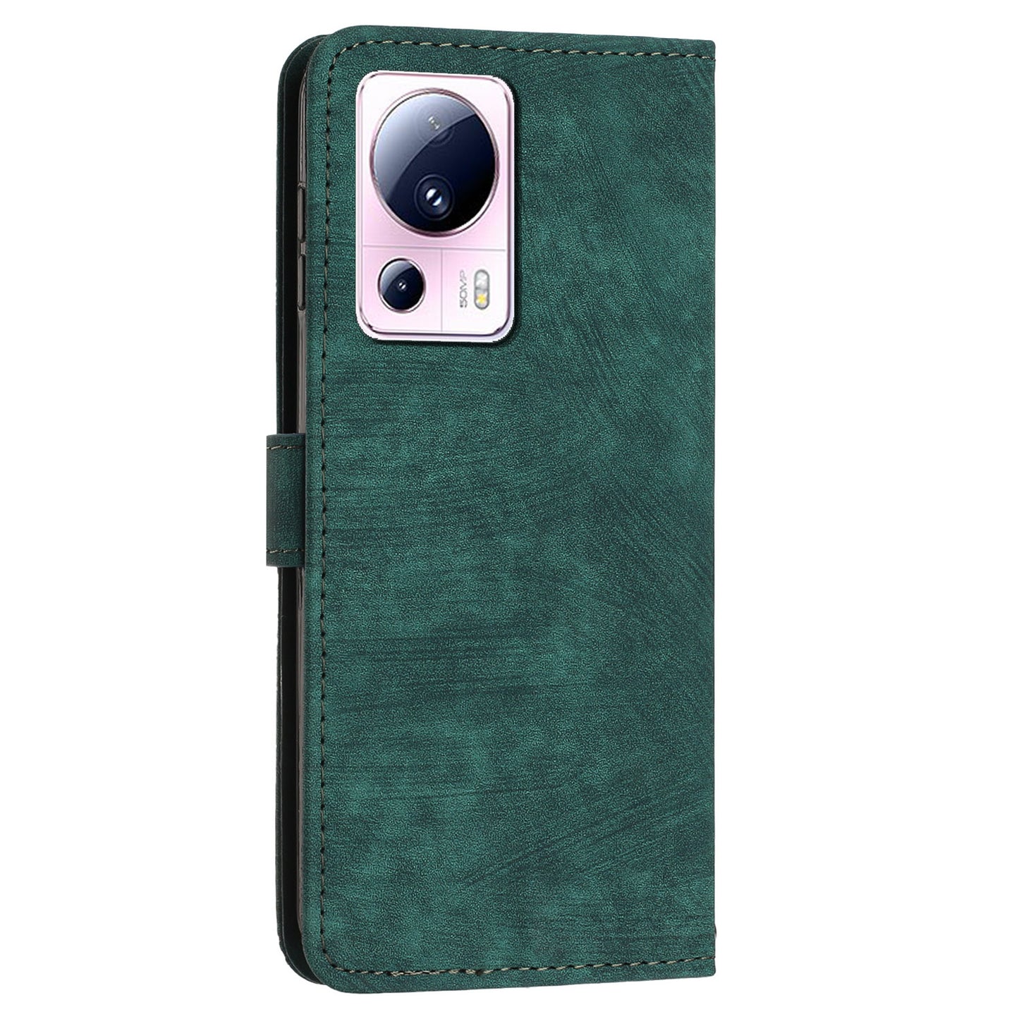 For Xiaomi 13 Lite / Civi 2 5G Wallet Case Skin-touch PU Leather Lines Imprinted Stand Flip Phone Cover