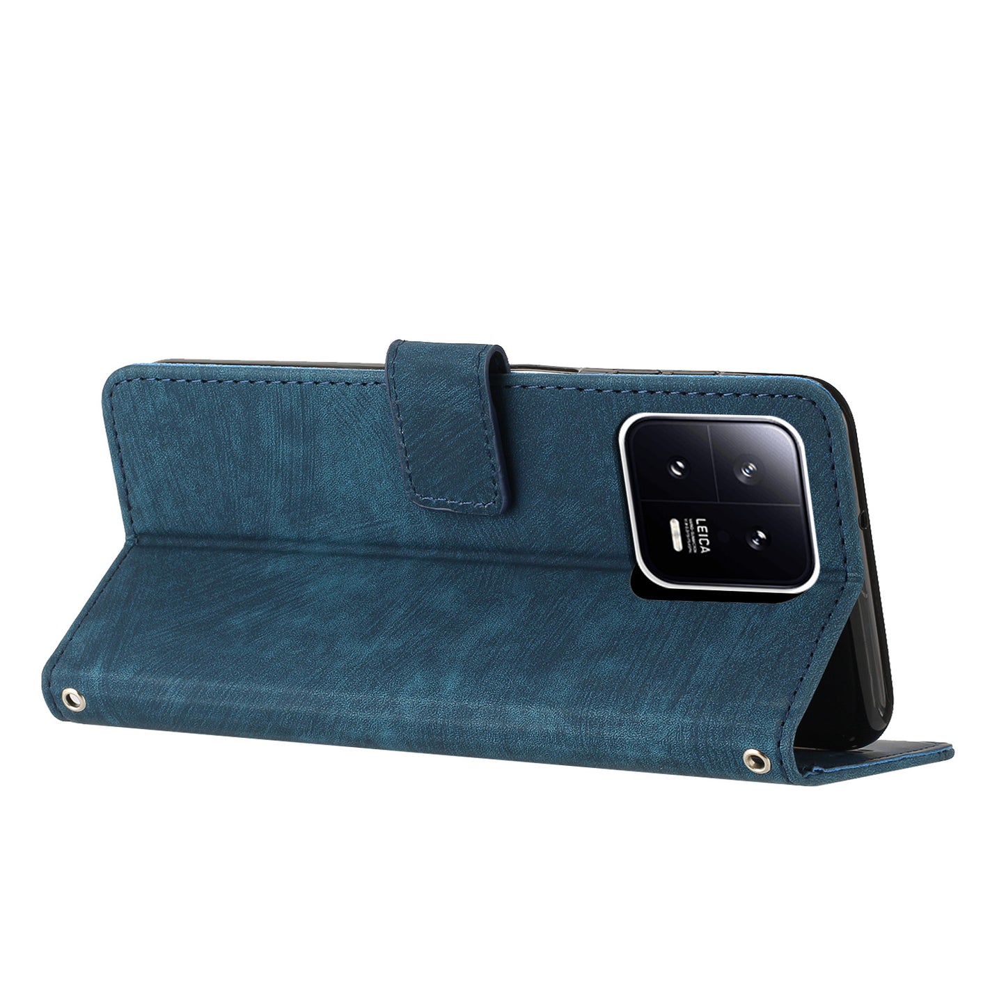 For Xiaomi 13 Pro 5G Lines Imprinted Phone Case Skin-touch Leather Wallet Stand Shockproof Cover