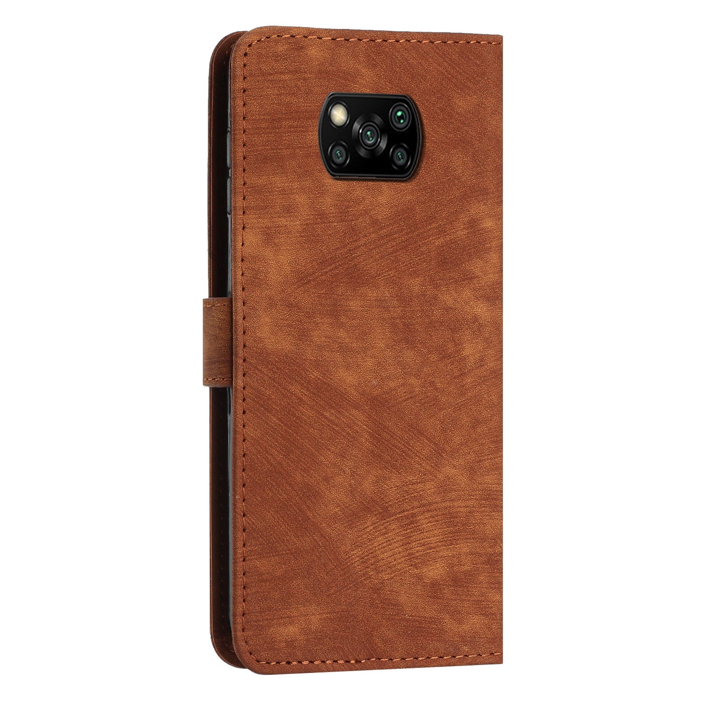 For Xiaomi Poco X3 NFC / X3 / X3 Pro Skin-touch Lines Imprinted Phone Case Flip Stand Leather Wallet Cover