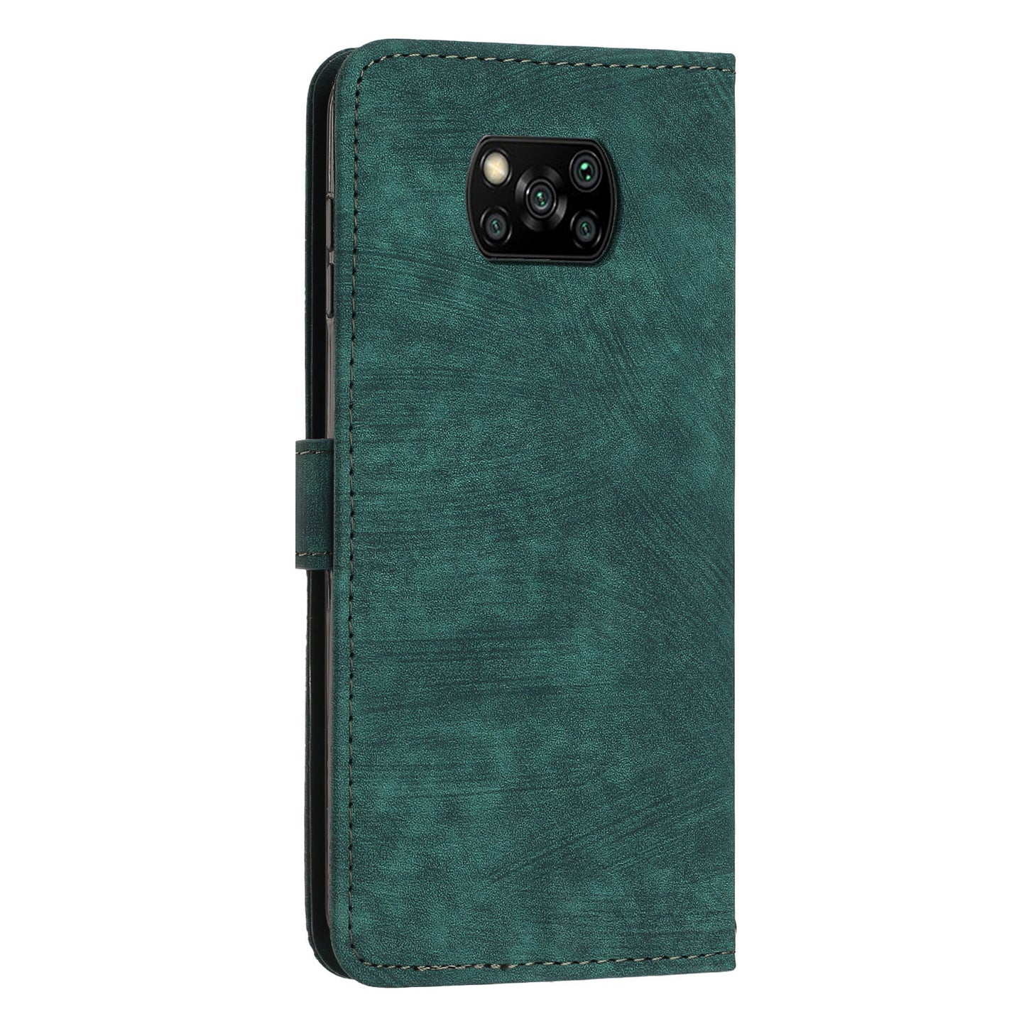 For Xiaomi Poco X3 NFC / X3 / X3 Pro Skin-touch Lines Imprinted Phone Case Flip Stand Leather Wallet Cover