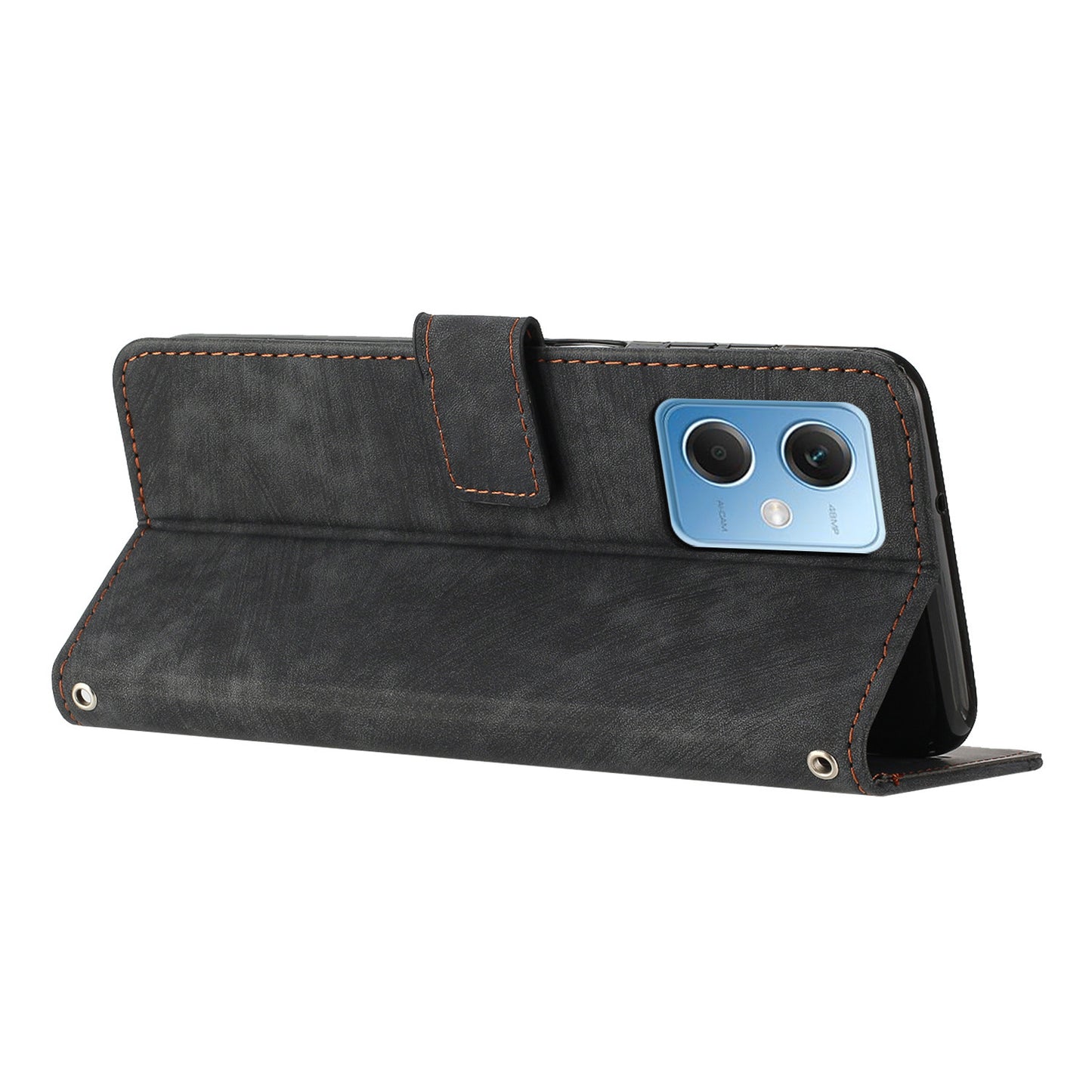 For Xiaomi Poco X5 5G / Redmi Note 12 5G (China) / (Global) / (India) Lines Imprinted Leather Wallet Cover Skin-touch Phone Case with Stand