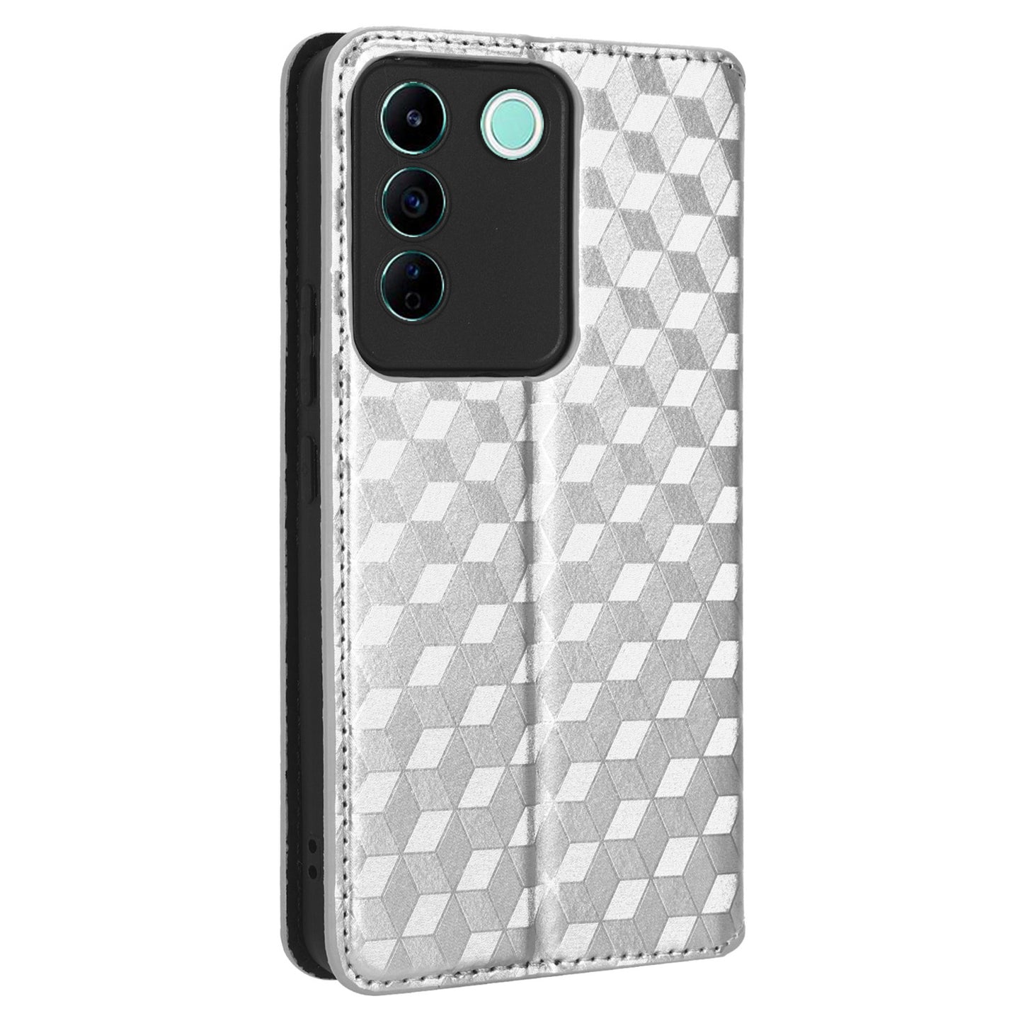 For vivo S16e 5G / V27e 4G PU Leather Phone Case Rhombus Pattern Imprinted Stand Wallet Flip Cover