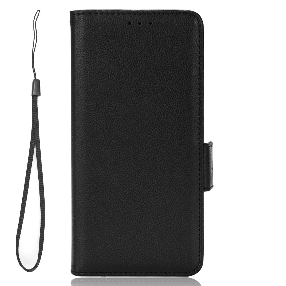 For vivo S16e 5G / V27e 4G Wallet Flip Case PU Leather Litchi Texture Stand Phone Cover with Strap