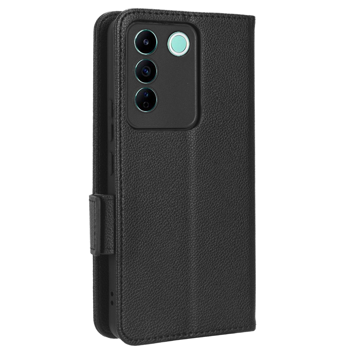 For vivo S16e 5G / V27e 4G Wallet Flip Case PU Leather Litchi Texture Stand Phone Cover with Strap