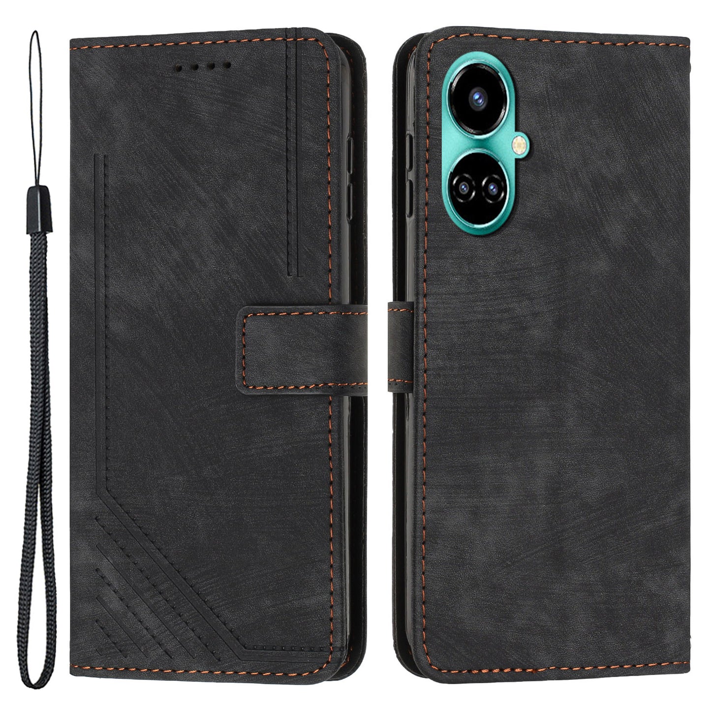 For Tecno Camon 19 4G / 19 Pro 4G / 19 Pro 5G Leather Phone Cover Stand Skin-touch Lines Imprinted Wallet Case