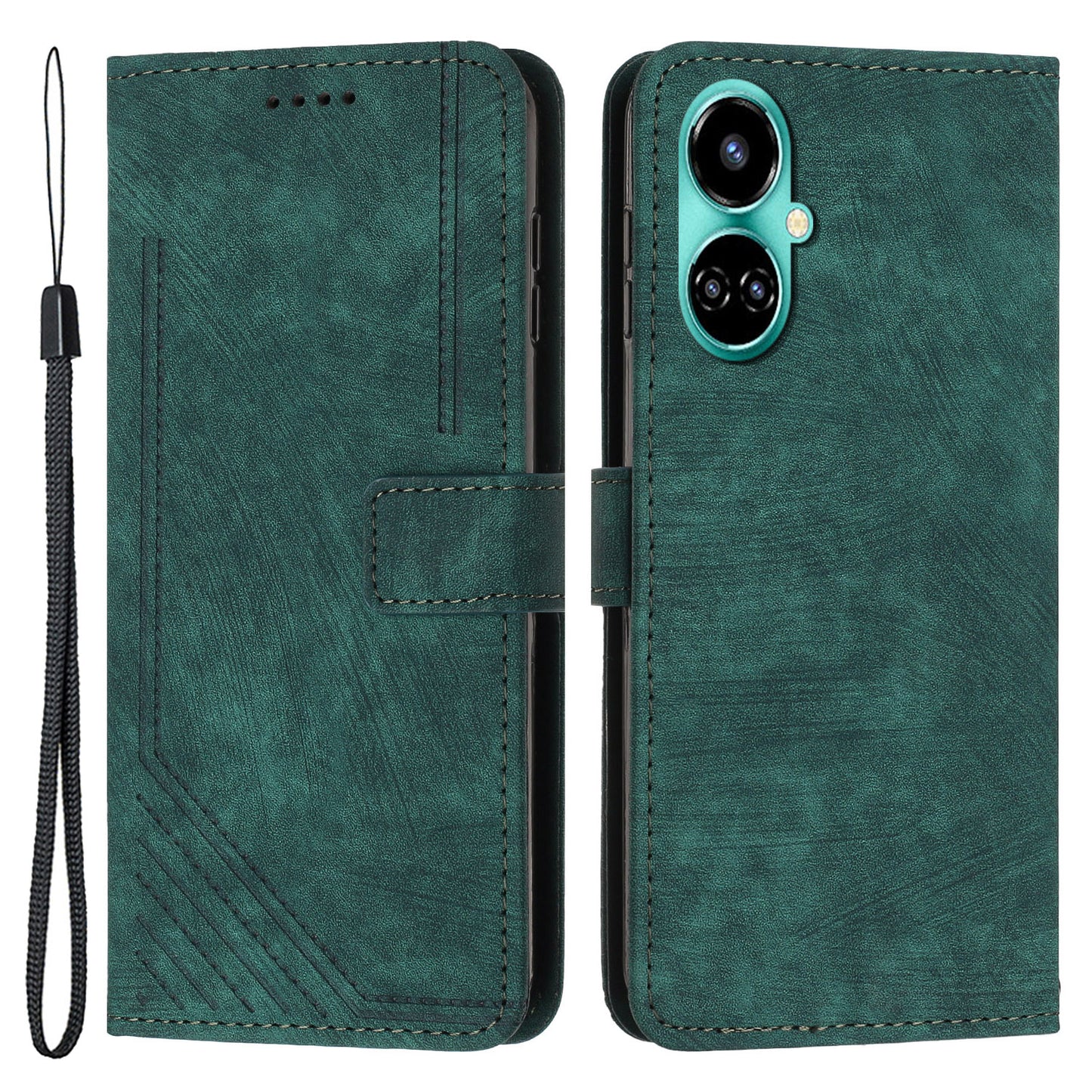For Tecno Camon 19 4G / 19 Pro 4G / 19 Pro 5G Leather Phone Cover Stand Skin-touch Lines Imprinted Wallet Case