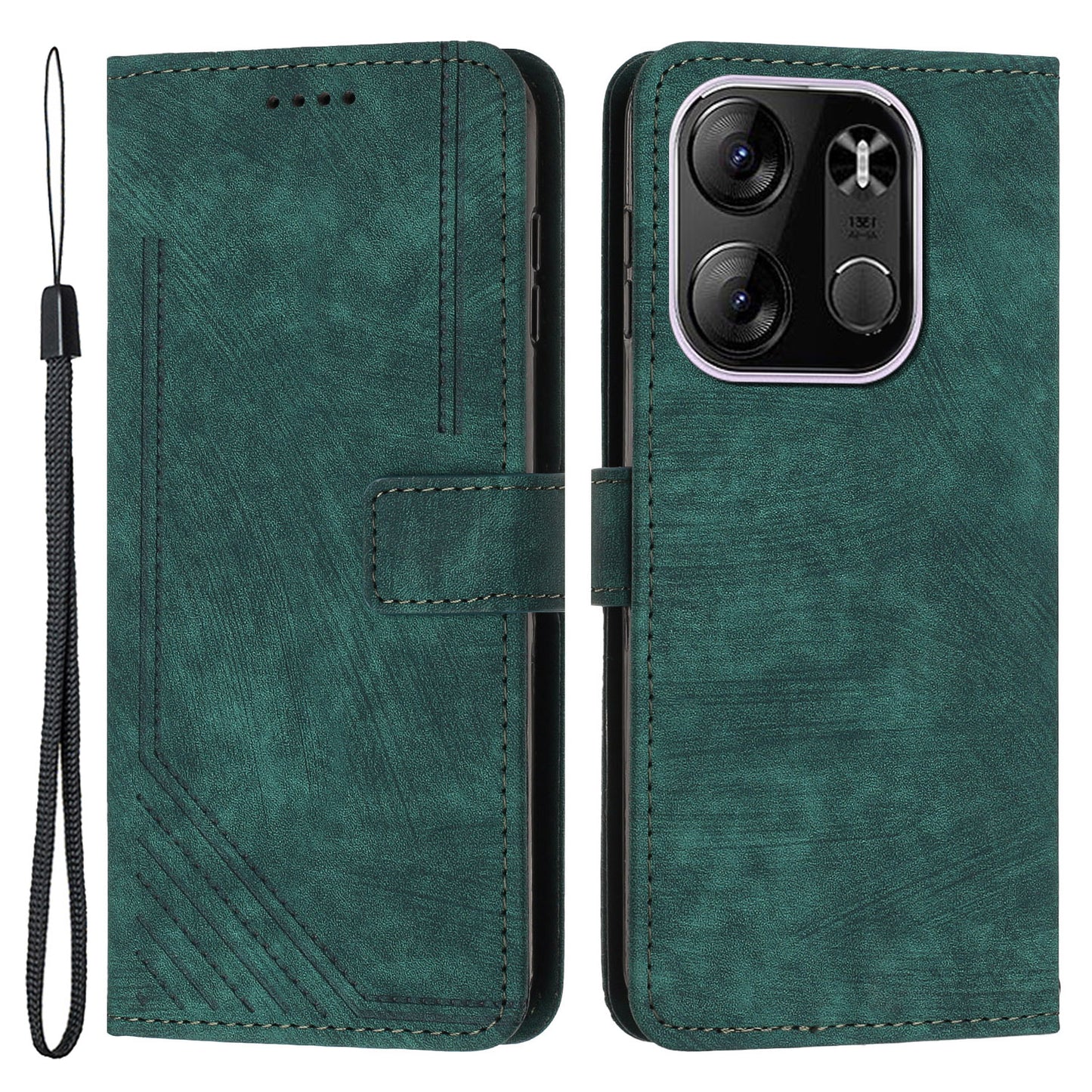 For Tecno Spark Go 2023 4G / Pop 7 Pro 4G / Smart 7 4G X6515 Skin-touch Phone Leather Case Wallet Lines Imprinted Stand Cover