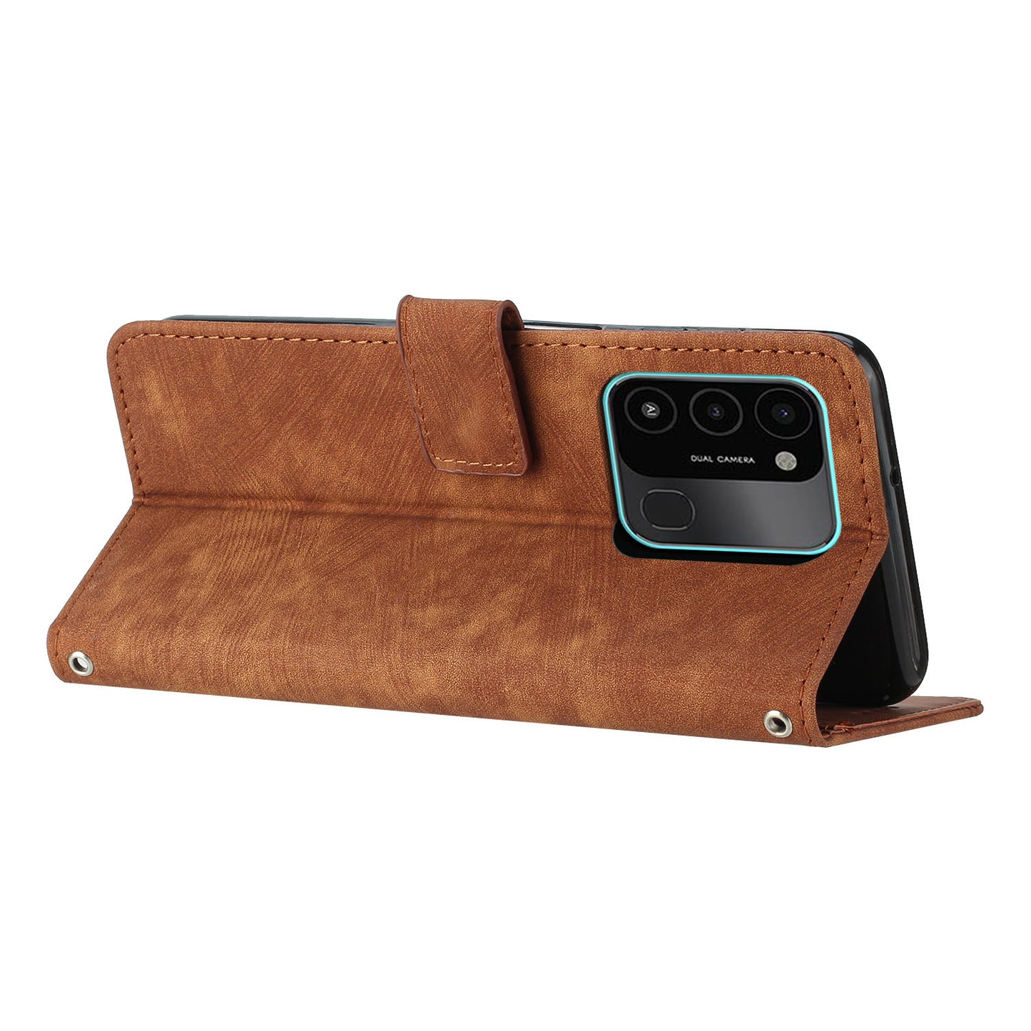 For Tecno Spark Go 2022/8C 4G Skin-touch Wallet Flip Cover Lines Imprinted Stand Phone Leather Case