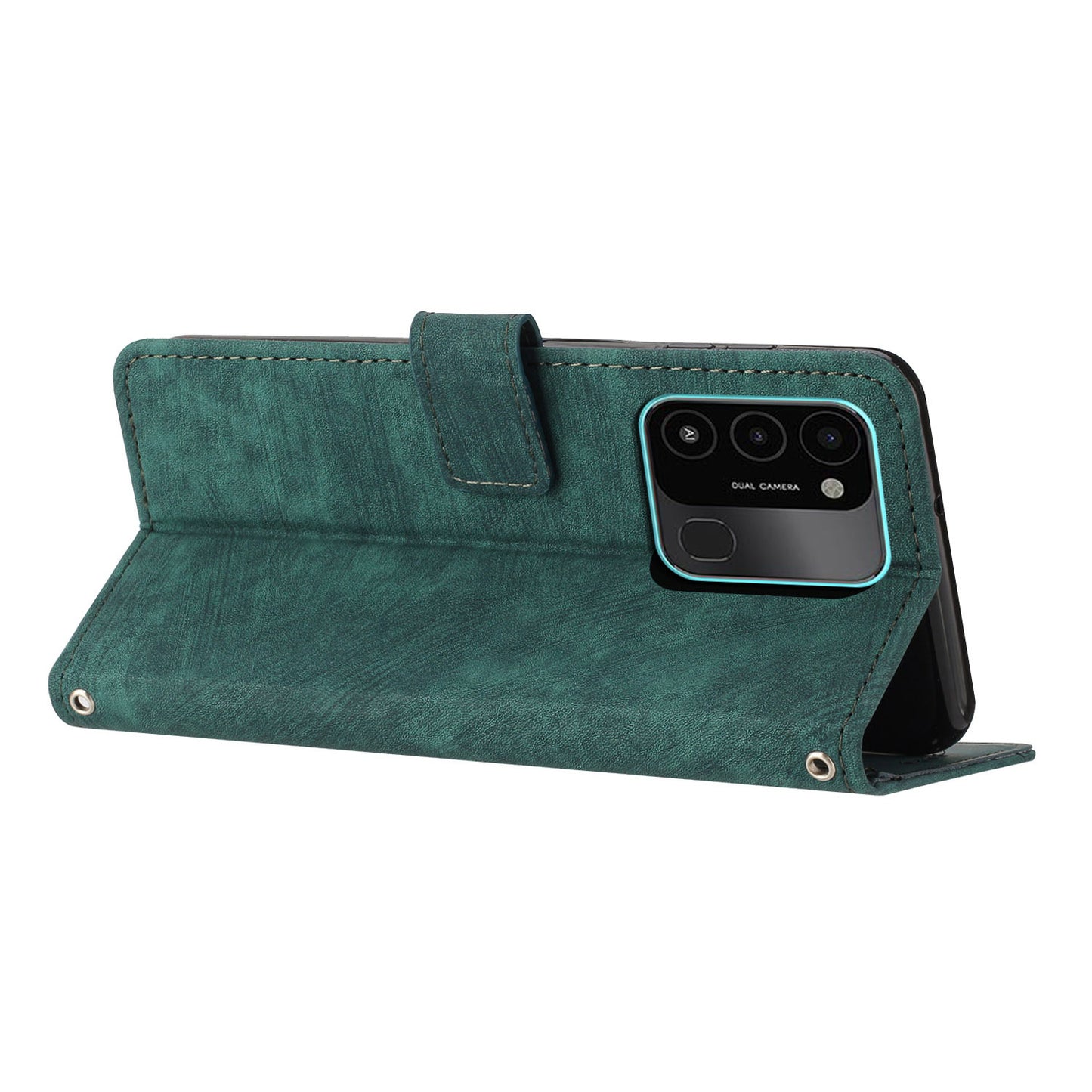 For Tecno Spark Go 2022/8C 4G Skin-touch Wallet Flip Cover Lines Imprinted Stand Phone Leather Case