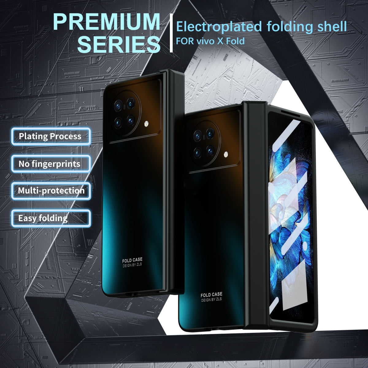 For vivo X Fold Hard PC Phone Case Anti-Drop Phone Shell Cover with Screen Protector