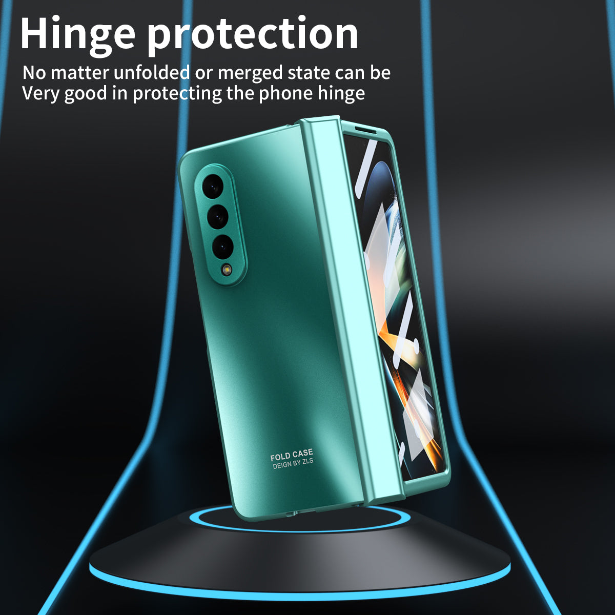 For Samsung Galaxy Z Fold3 5G Hinge Protection Slim Case Hard PC Protective Phone Cover with Built-in Screen Protector