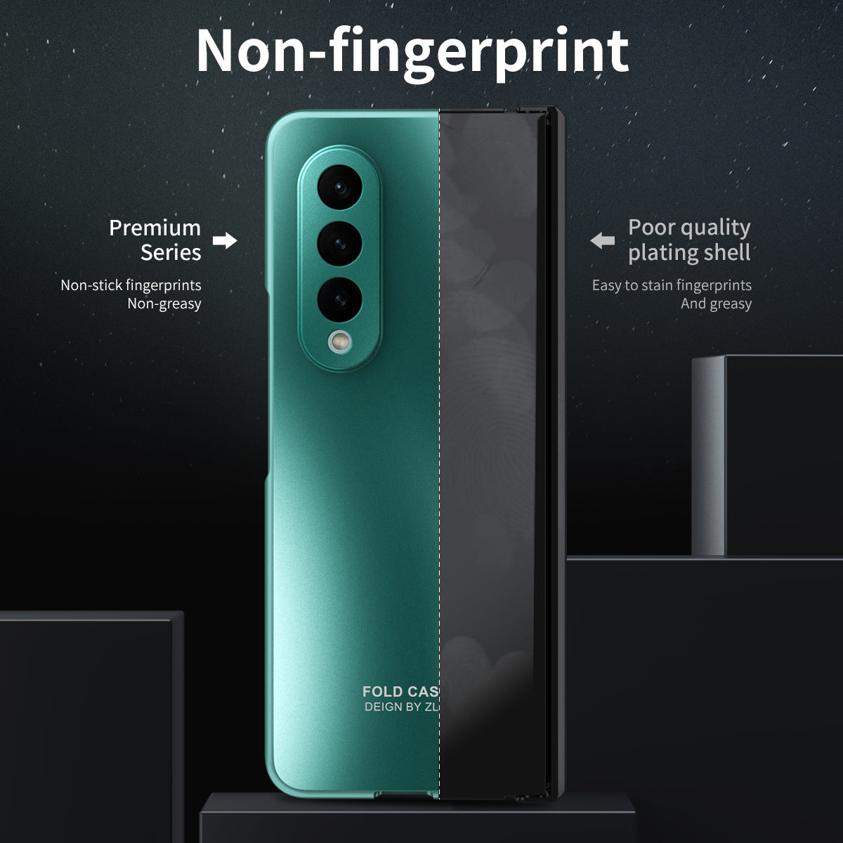 For Samsung Galaxy Z Fold3 5G Hinge Protection Slim Case Hard PC Protective Phone Cover with Built-in Screen Protector