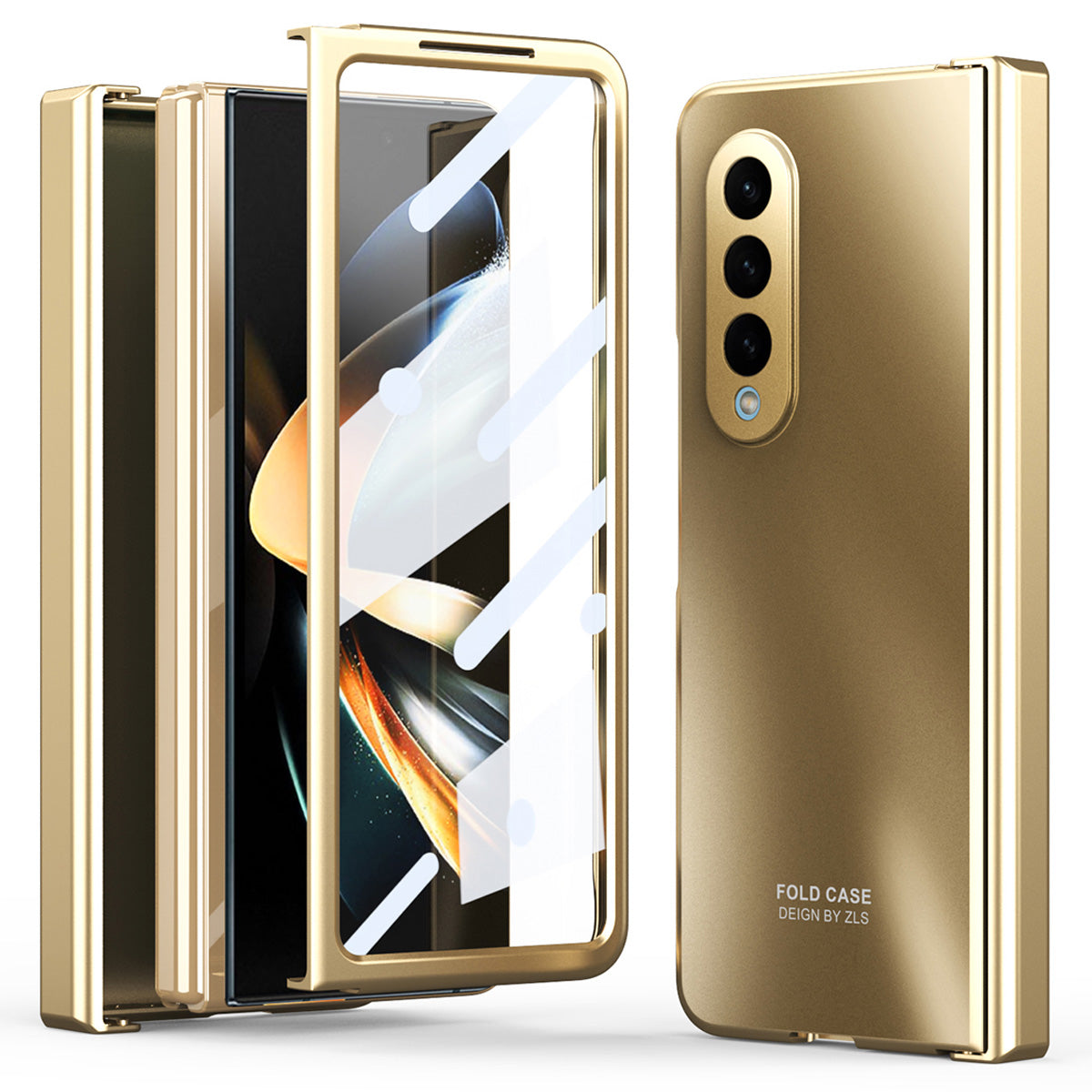 For Samsung Galaxy Z Fold3 5G Hinge Protection Slim Case Hard PC Protective Phone Cover with Built-in Screen Protector