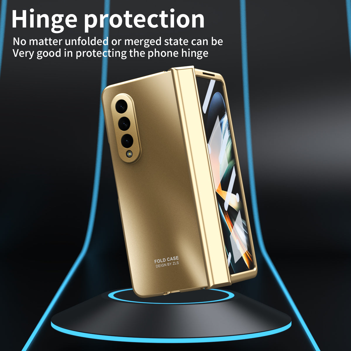 For Samsung Galaxy Z Fold3 5G Hinge Protection Slim Case Hard PC Protective Phone Cover with Built-in Screen Protector