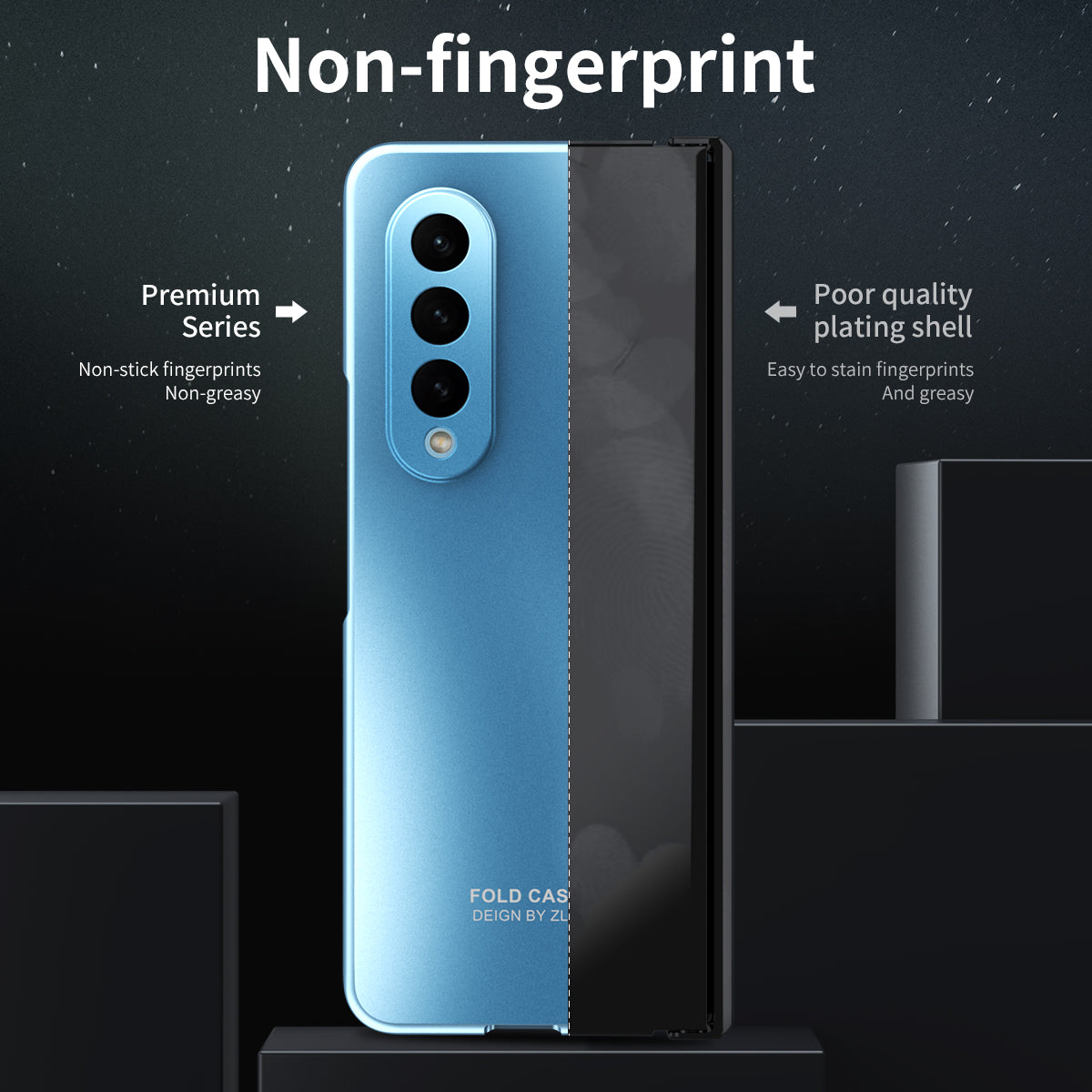 For Samsung Galaxy Z Fold3 5G Hinge Protection Slim Case Hard PC Protective Phone Cover with Built-in Screen Protector