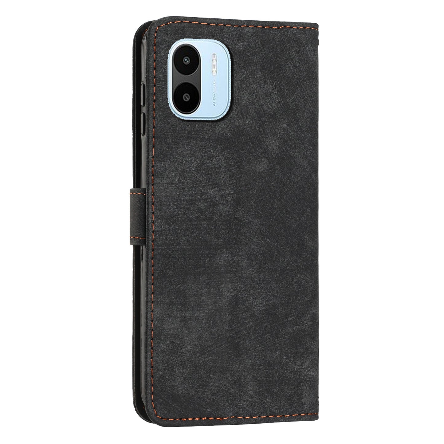 For Xiaomi Redmi A1 4G / A2 4G Skin-touch Leather Phone Case Lines Imprinted Stand Phone Wallet Cover