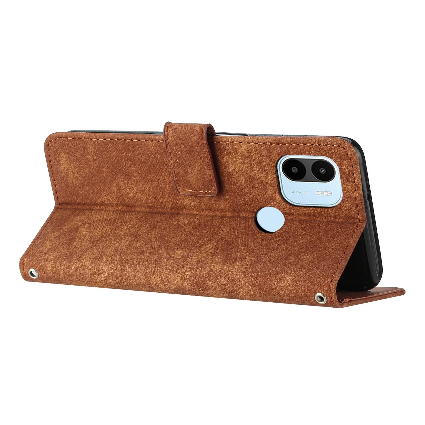 For Xiaomi Redmi A1+ 4G / A2+ 4G / Poco C50 4G Drop-proof Lines Imprint Phone Case Leather Wallet Stand Cover