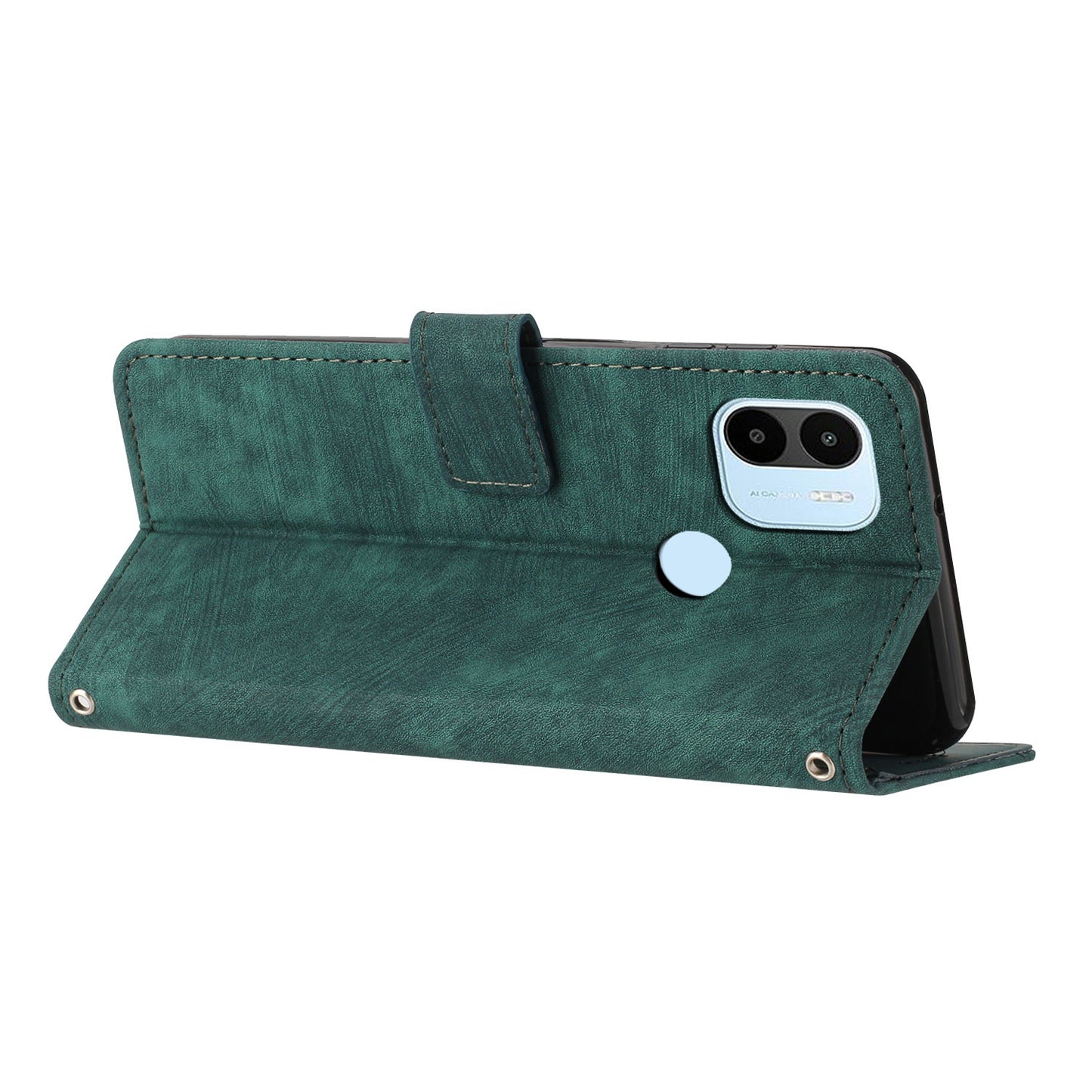 For Xiaomi Redmi A1+ 4G / A2+ 4G / Poco C50 4G Drop-proof Lines Imprint Phone Case Leather Wallet Stand Cover