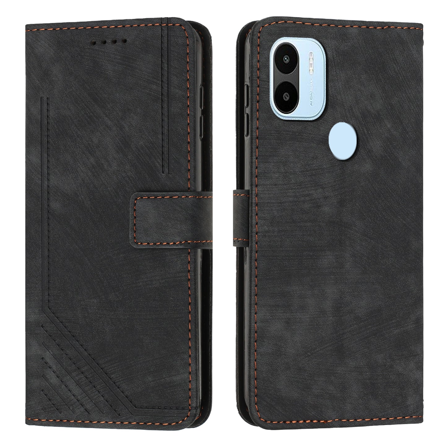 Wallet Phone Case for Xiaomi Redmi A1+ 4G / A2+ 4G / Poco C50 4G , PU Leather Lines Imprinted Folio Book Stand Cover
