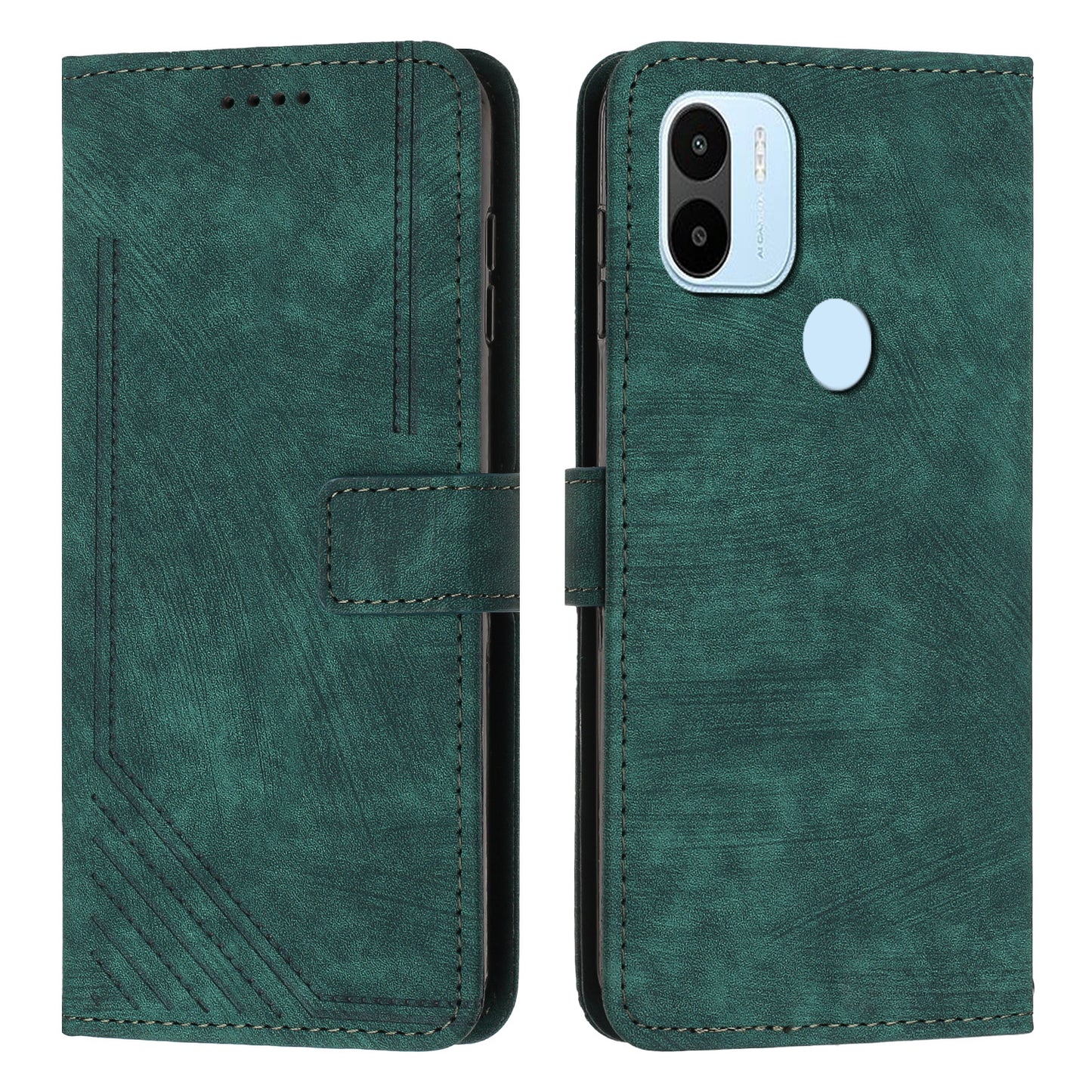 Wallet Phone Case for Xiaomi Redmi A1+ 4G / A2+ 4G / Poco C50 4G , PU Leather Lines Imprinted Folio Book Stand Cover