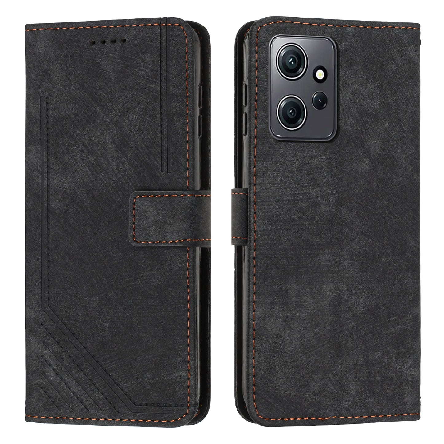 For Xiaomi Redmi Note 12 4G PU Leather Flip Cover Lines Imprinted Folio Stand Wallet Phone Case