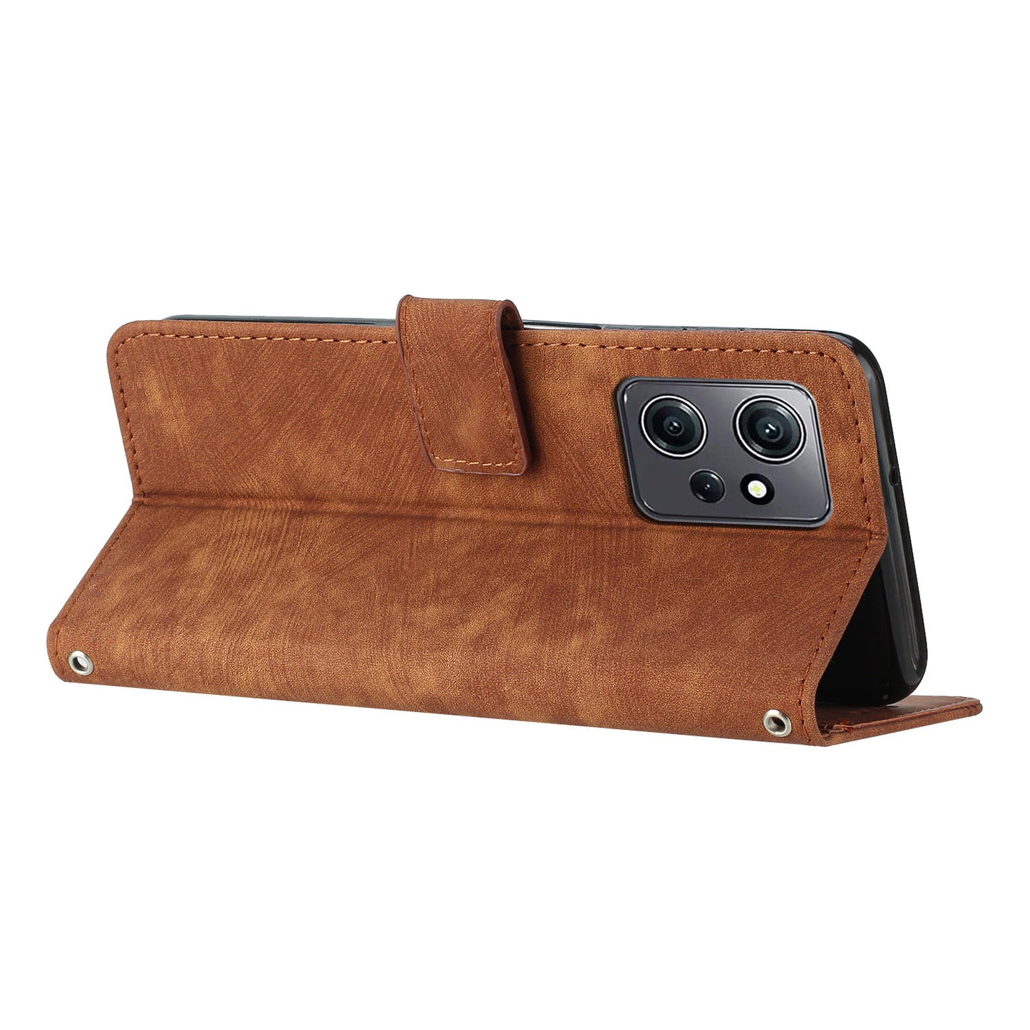 Phone Case for Xiaomi Redmi Note 12 4G Drop-proof Lines Imprint Leather Wallet Stand Cover