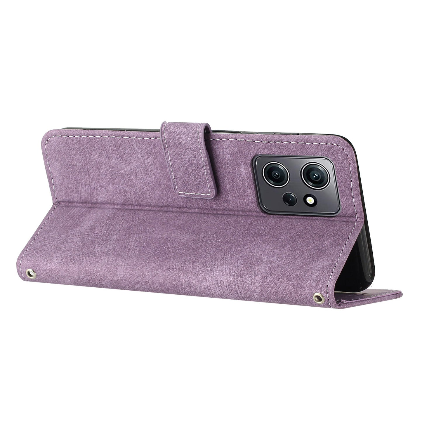 Phone Case for Xiaomi Redmi Note 12 4G Drop-proof Lines Imprint Leather Wallet Stand Cover