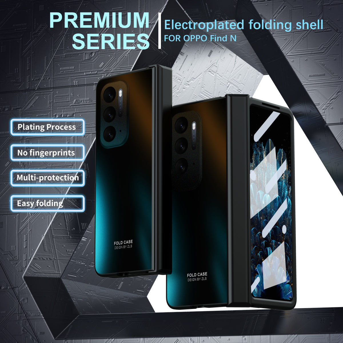 Hard PC Phone Case for Oppo Find N Shockproof Protective Phone Shell Cover with Screen Film