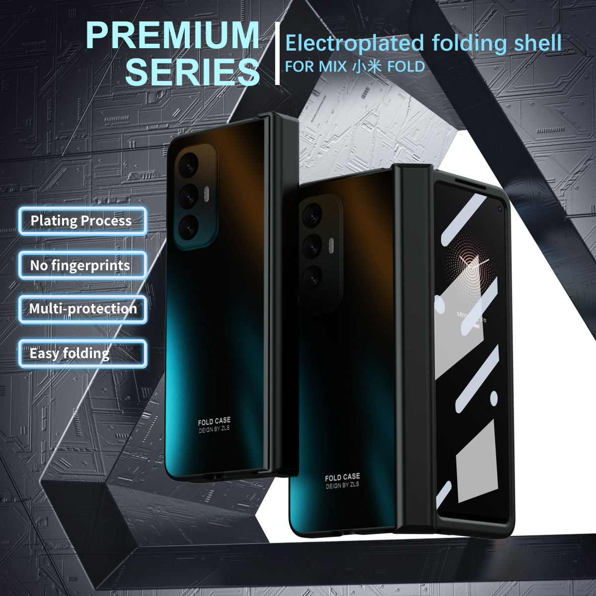 Phone Case for Xiaomi Mi Mix Fold Hard PC Protective Phone Shell Anti-Drop Cover with Screen Film