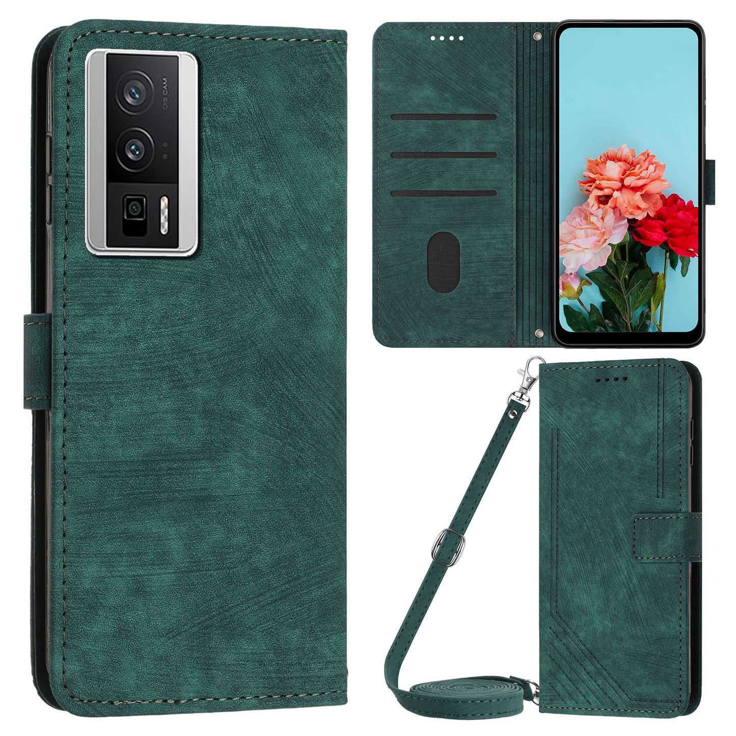 For Xiaomi Poco F5 Pro 5G / Redmi K60 Pro 5G / K60 5G Leather Phone Case Lines Imprinted Stand Phone Wallet Cover