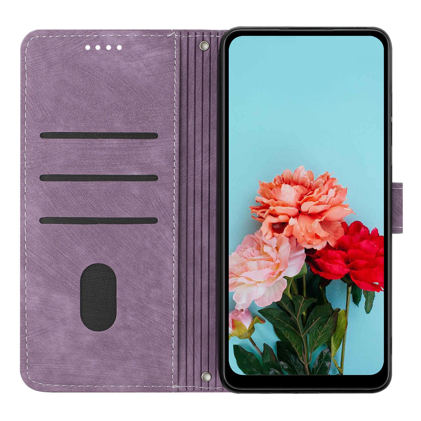 For Honor X8a 4G PU Leather Wallet Case Lines Imprinted Stand Drop-proof Phone Shell with 2 Straps