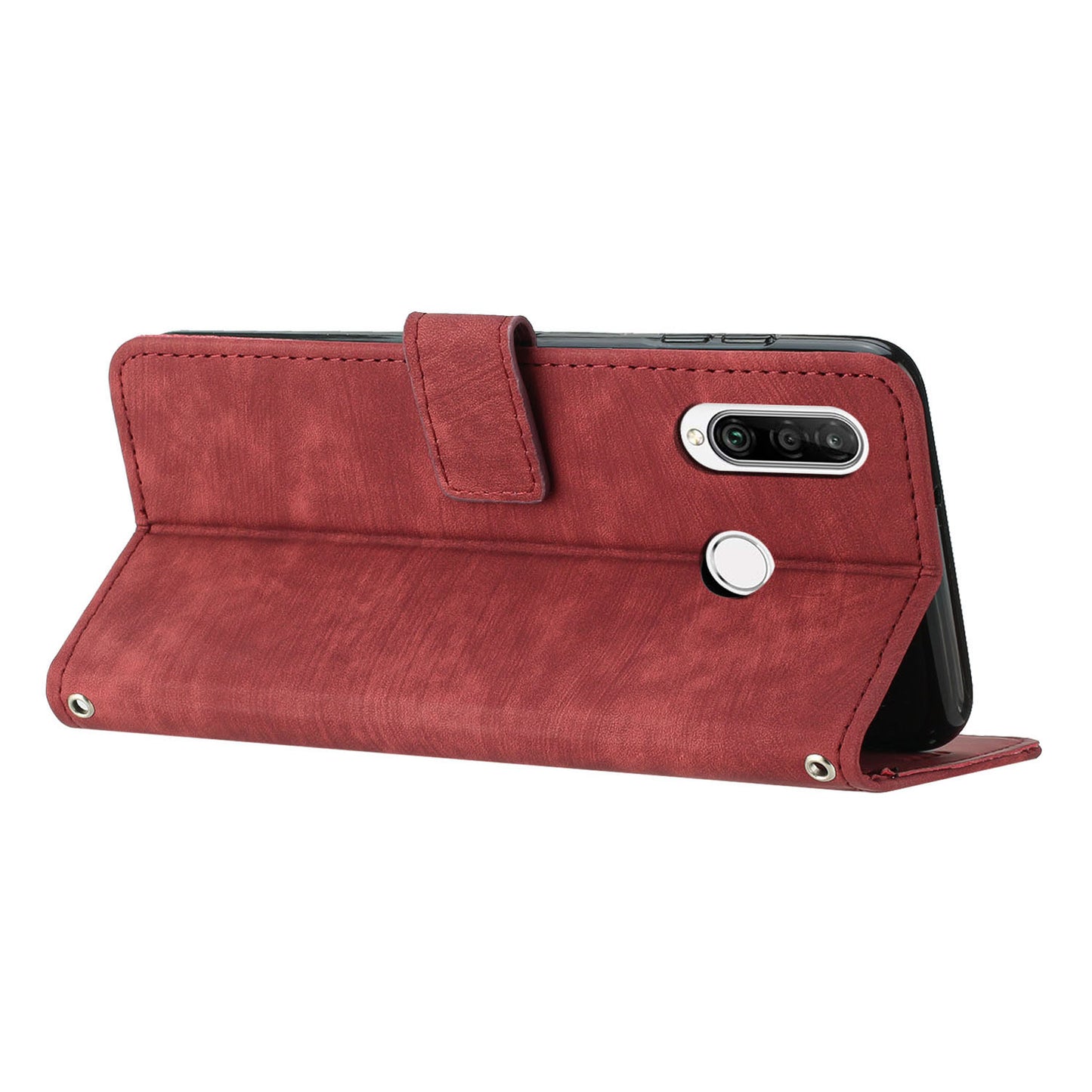 For Huawei P30 Lite New Edition / P30 Lite / nova 4e / Honor 20 Lite Stand Imprinted Phone Case Leather Wallet Skin-touch Shell