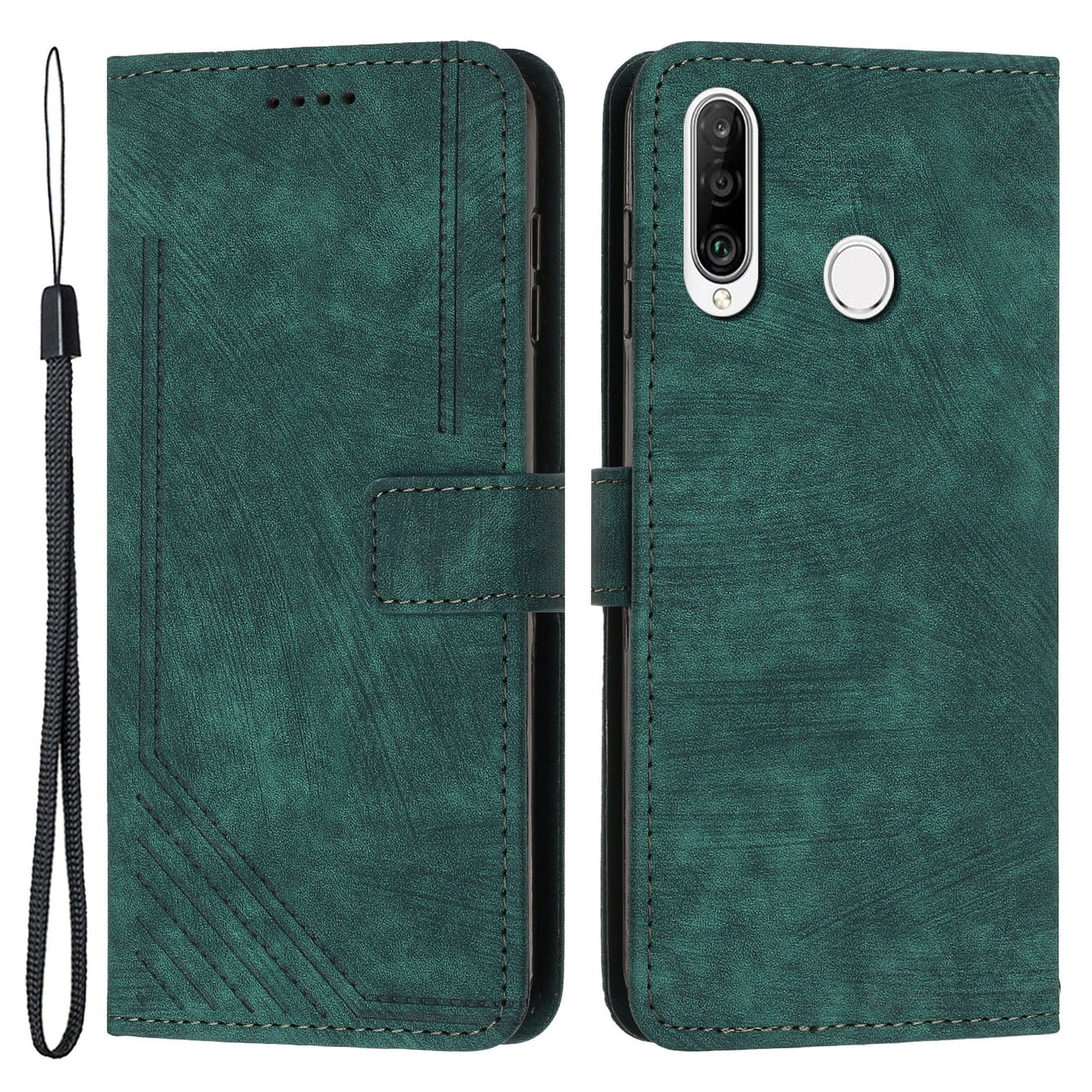 For Huawei P30 Lite New Edition / P30 Lite / nova 4e / Honor 20 Lite Stand Imprinted Phone Case Leather Wallet Skin-touch Shell