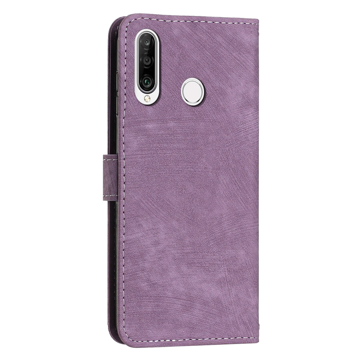 For Huawei P30 Lite New Edition / P30 Lite / nova 4e / Honor 20 Lite Stand Imprinted Phone Case Leather Wallet Skin-touch Shell