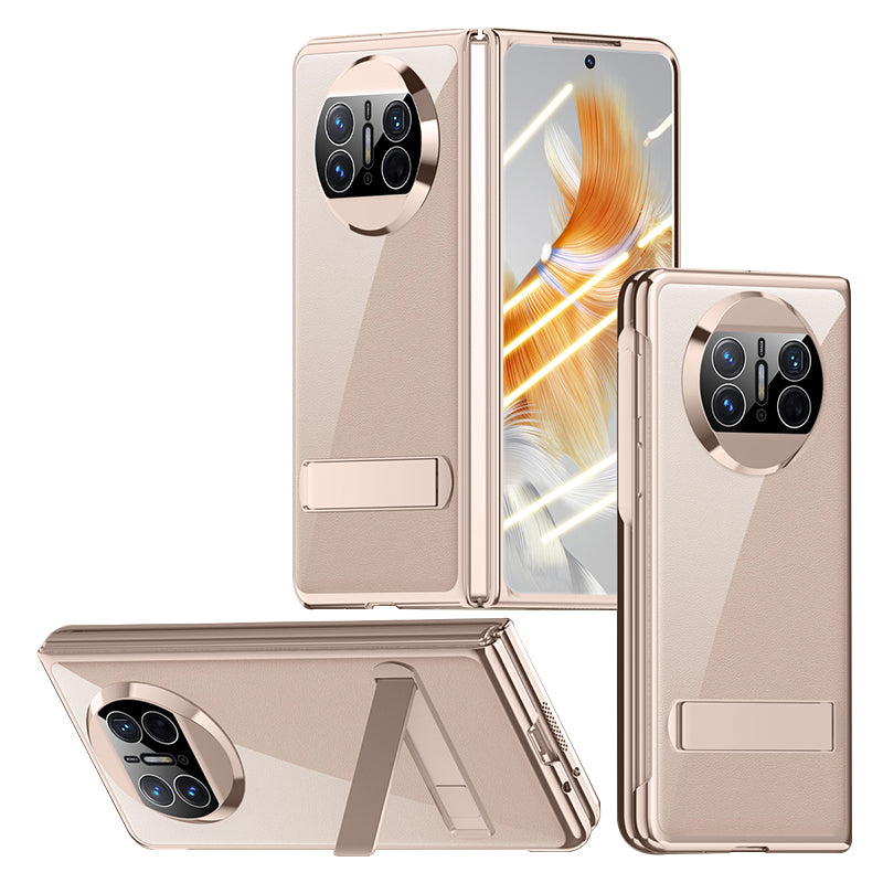Shockproof Phone Cover for Huawei Mate X3 5G PC Phone Case Electroplating Phone Shell with Kickstand