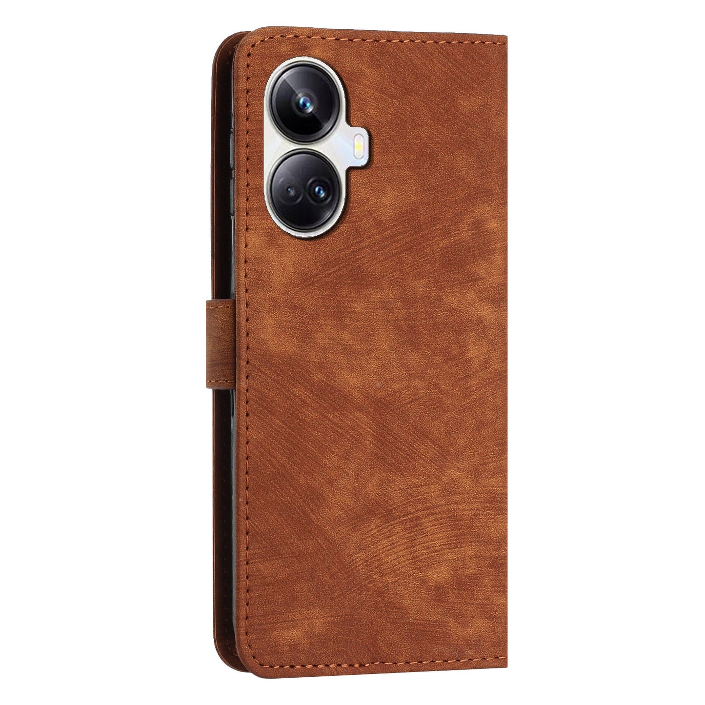 For Realme 10 Pro+ 5G PU Leather Protective Cover Lines Imprinted Stand Magnetic Folio Phone Case