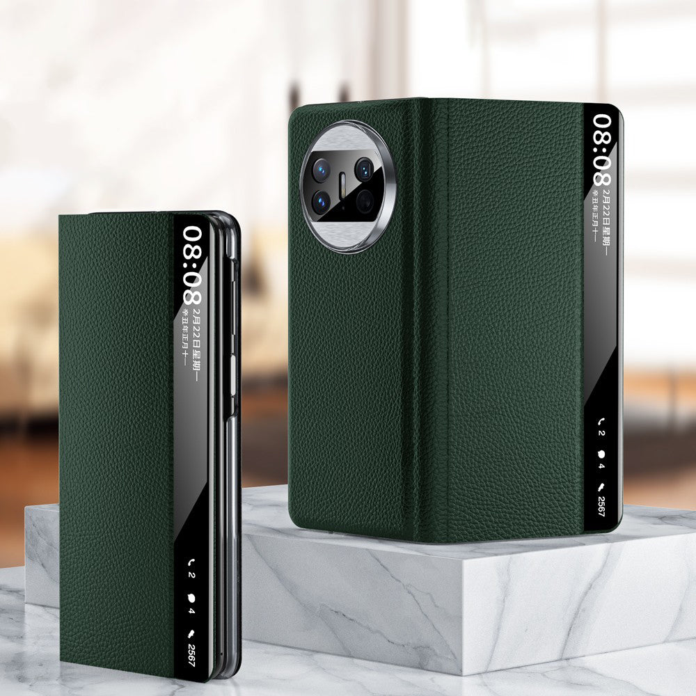 Protective Cover for Huawei Mate X3 5G Cowhide Leather PC Phone Case Phone Shell