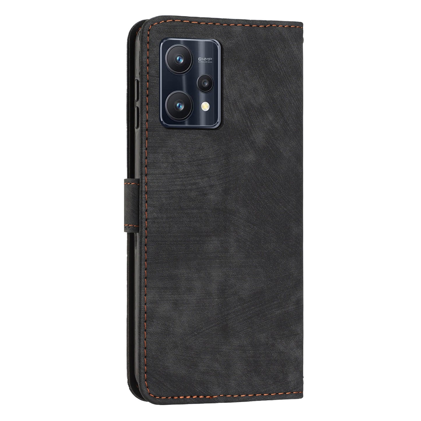 For Realme 9 Pro 5G / 9 5G / V25 / OnePlus Nord CE 2 Lite 5G Phone Case Leather Lines Imprinted Stand Wallet Cover with Straps