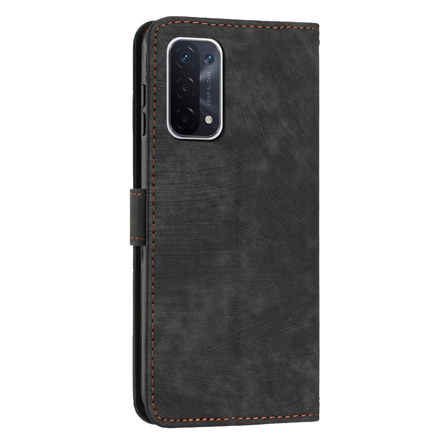 Phone Case for Oppo A74 5G / A93 5G / A54 5G Leather Wallet Stand Lines Imprint Cover